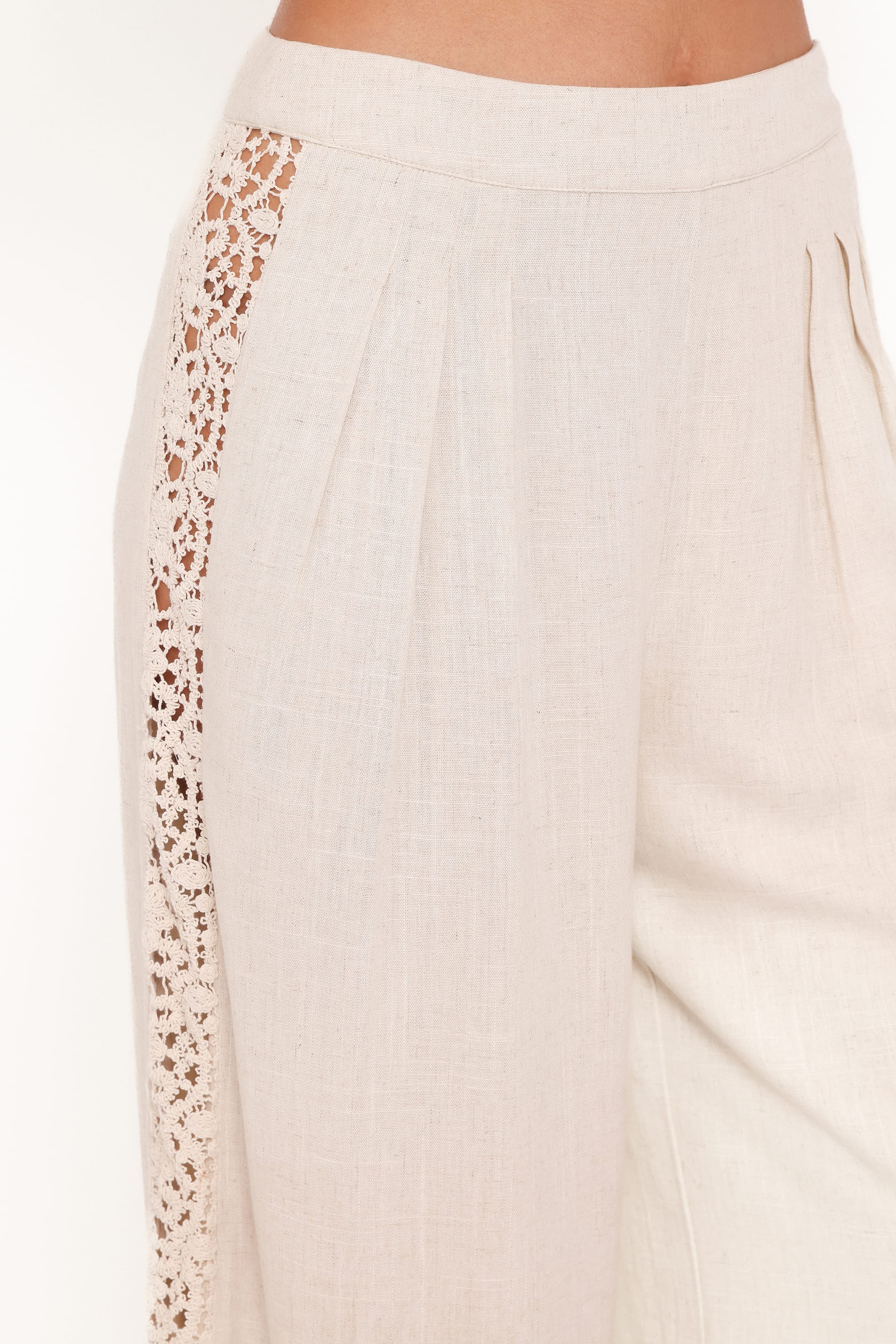 BOTTOMS Arles Wide Leg Pants - Beige Lace