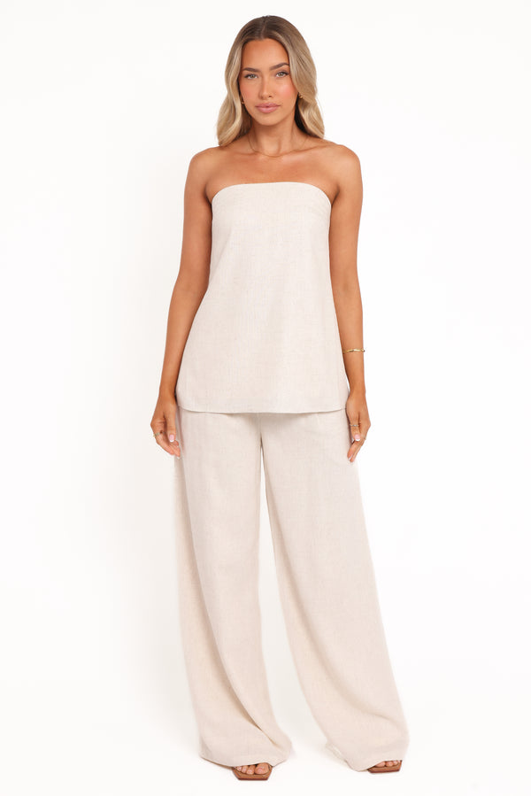 BOTTOMS Arles Wide Leg Pants - Oatmeal