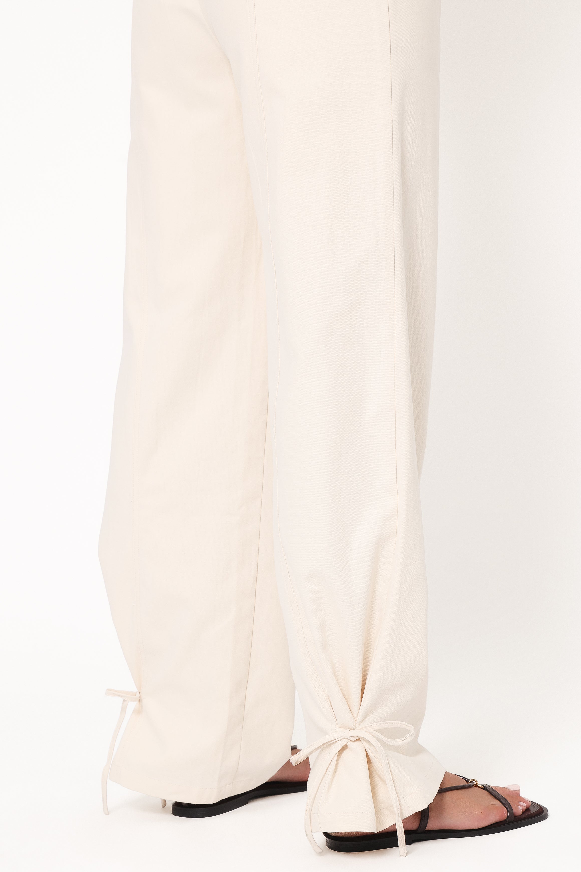 BOTTOMS Asher Tie Detail Tapered Leg Pants - Cream