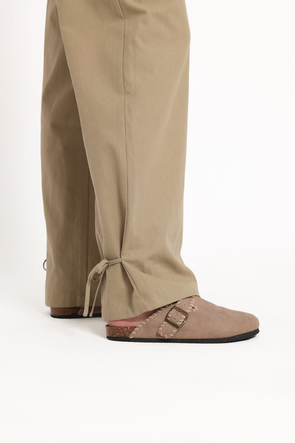 BOTTOMS Asher Tie Detail Tapered Leg Pants - Olive