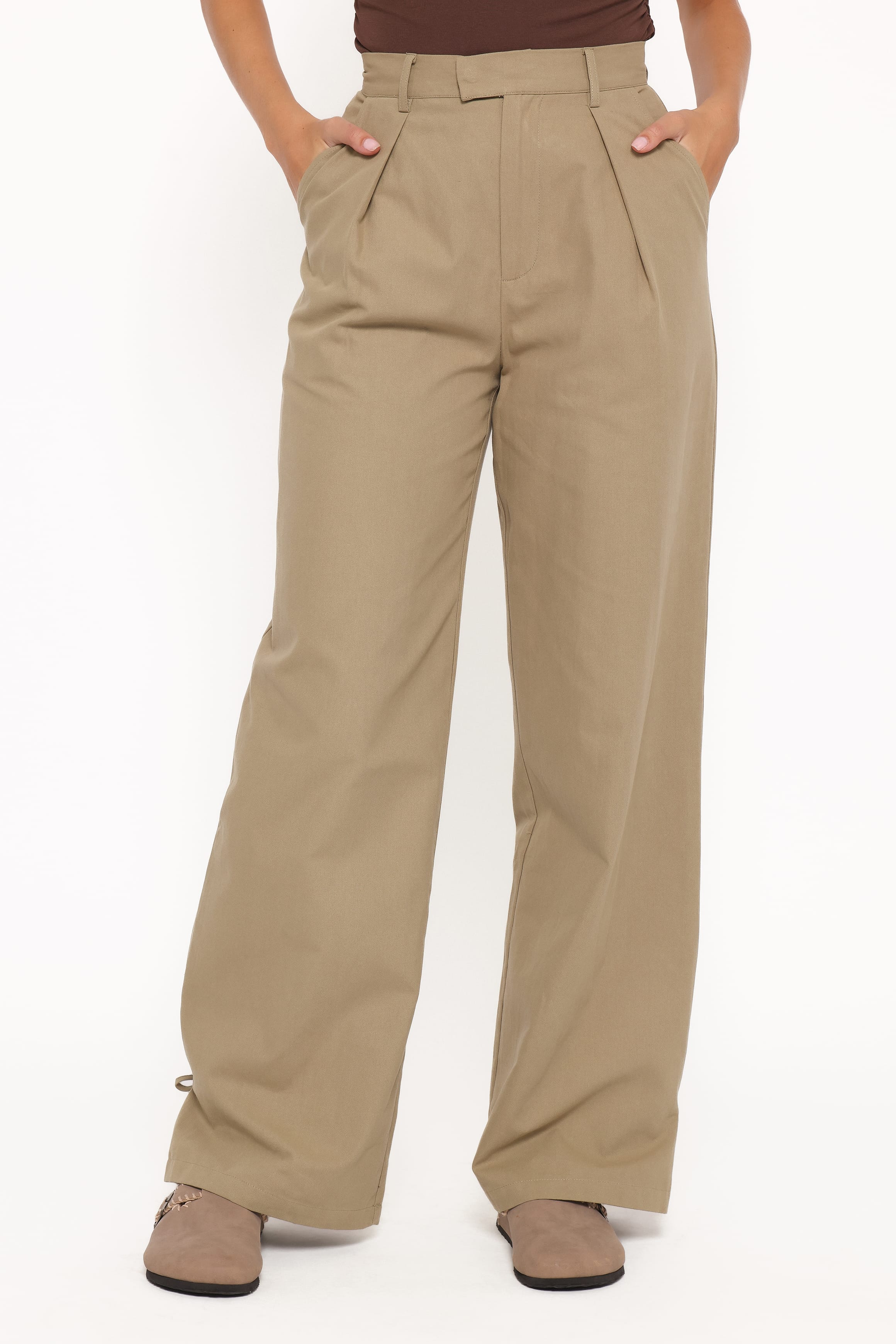 BOTTOMS Asher Tie Detail Tapered Leg Pants - Olive