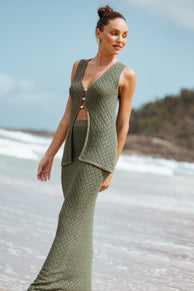 BOTTOMS Asplie Knit Maxi Skirt - Olive