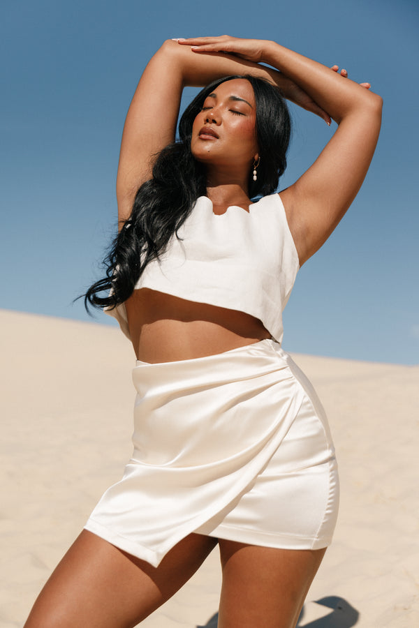 BOTTOMS Astrid Ruched Skort - Cloud White
