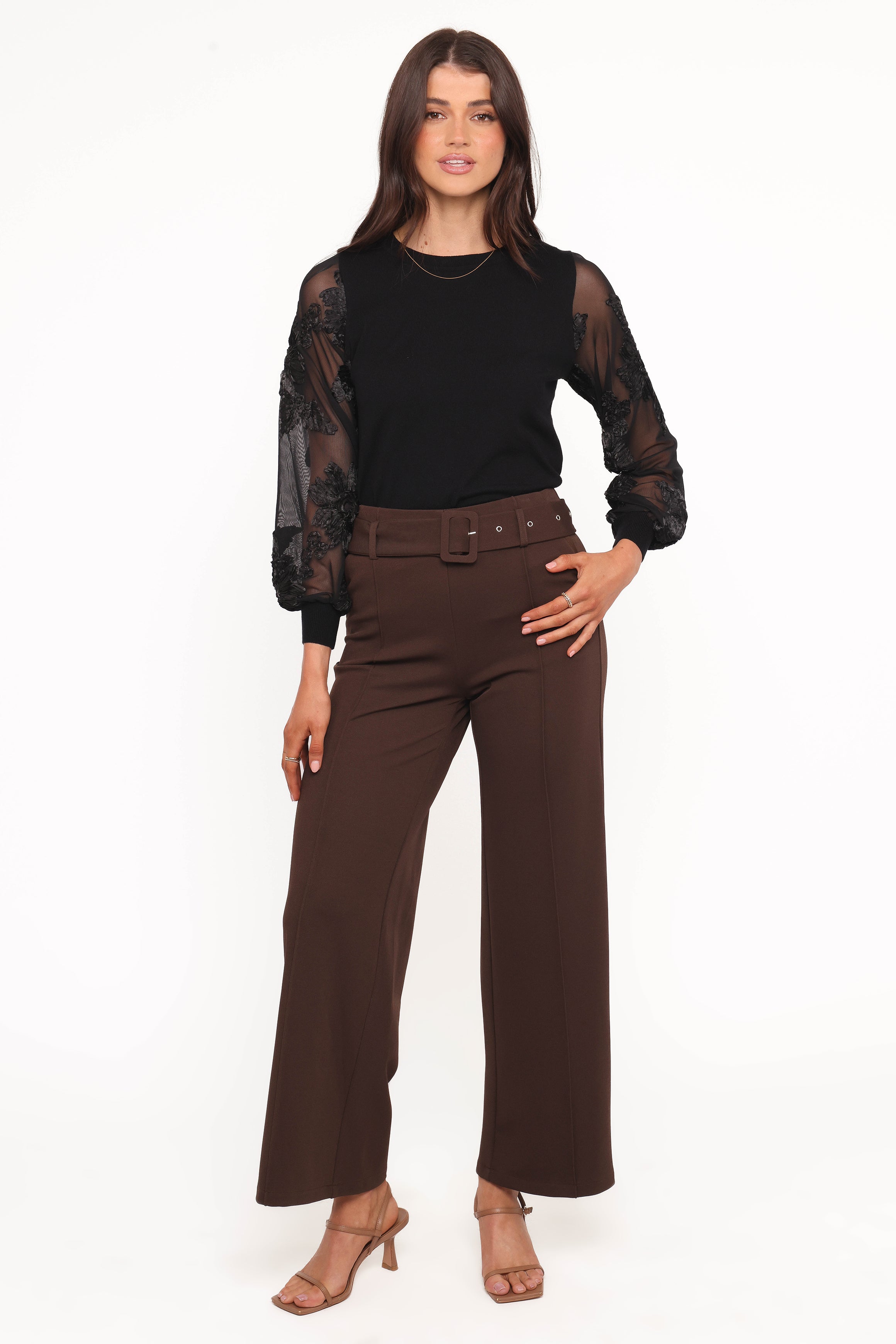 BOTTOMS Benton Belted Pant - Brown
