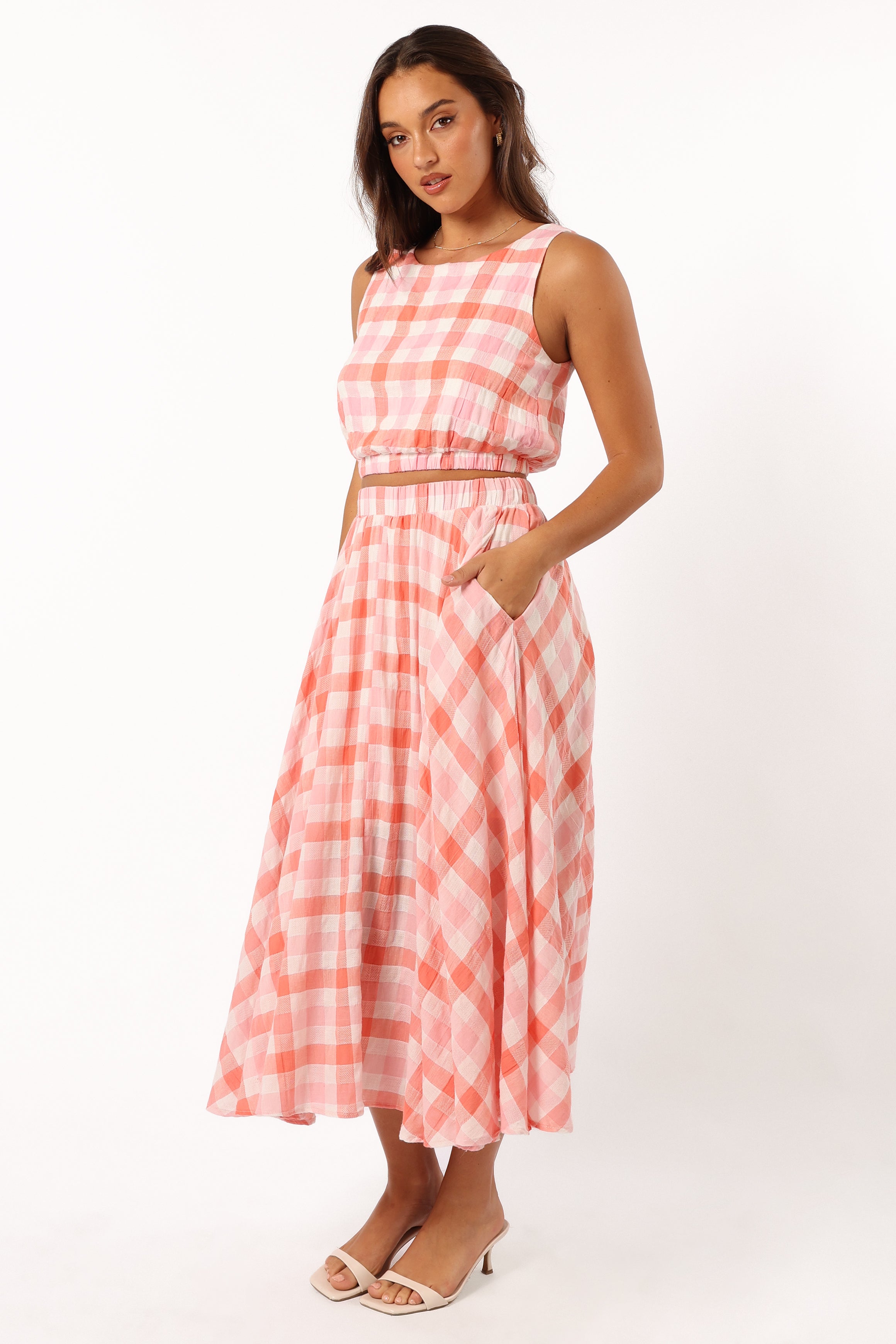 BOTTOMS @Betty Midi Skirt - Rosey Pink
