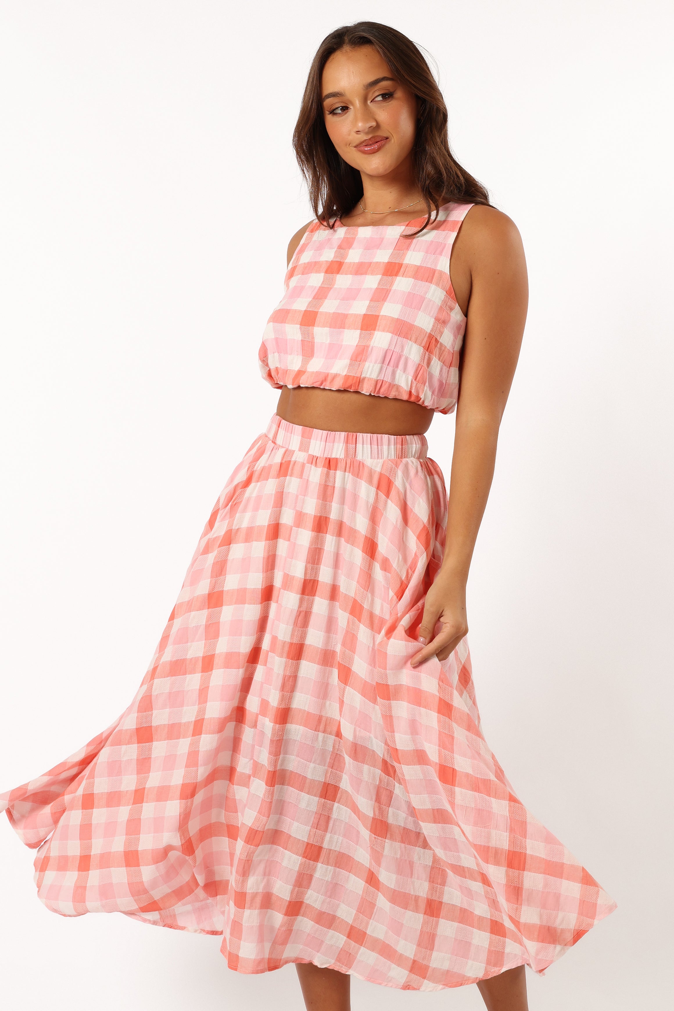BOTTOMS @Betty Midi Skirt - Rosey Pink