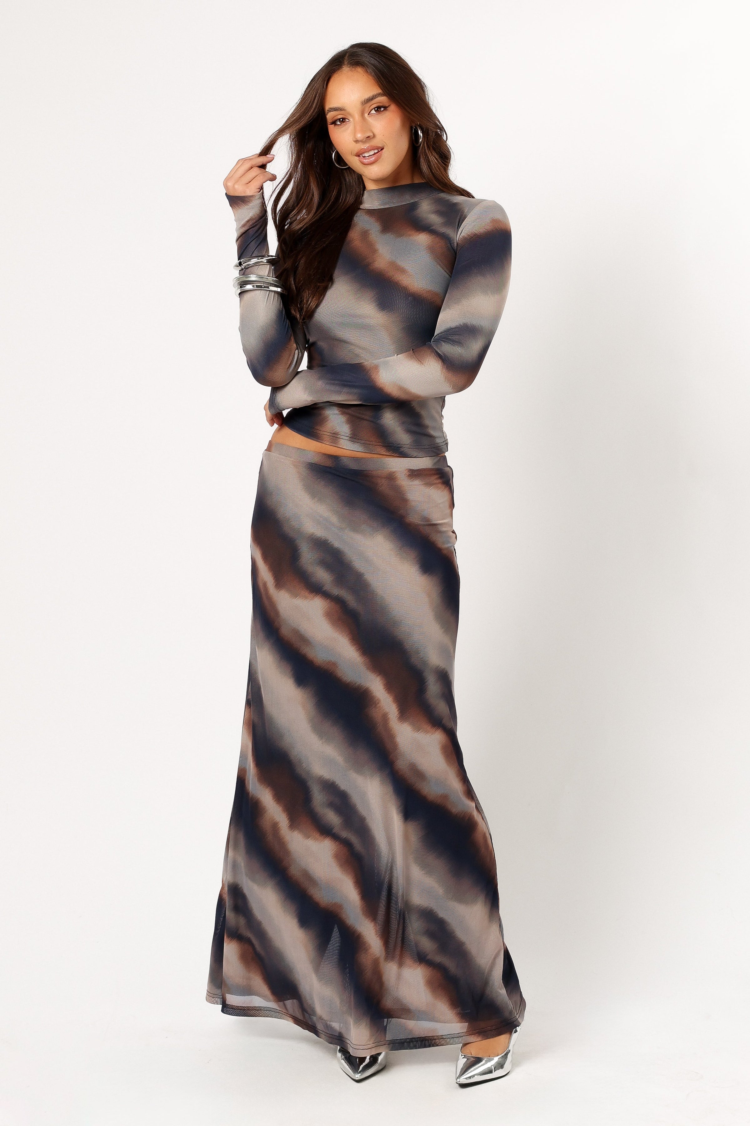 BOTTOMS @Beverly Maxi Skirt - Dusk Print (Hold for Winter Essentials)