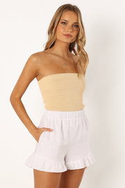 BOTTOMS @Bianca Frill Hem Shorts - White