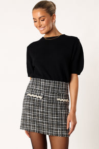 BOTTOMS @Blaire Mini Skirt - White Black