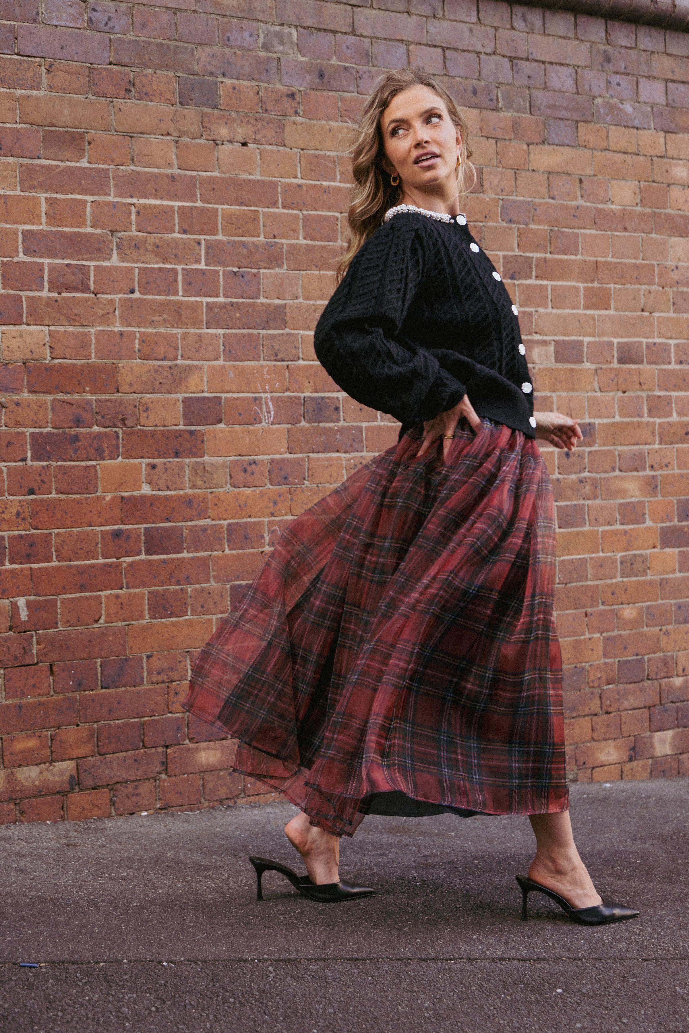 BOTTOMS Bonita Midi Skirt - Red Plaid