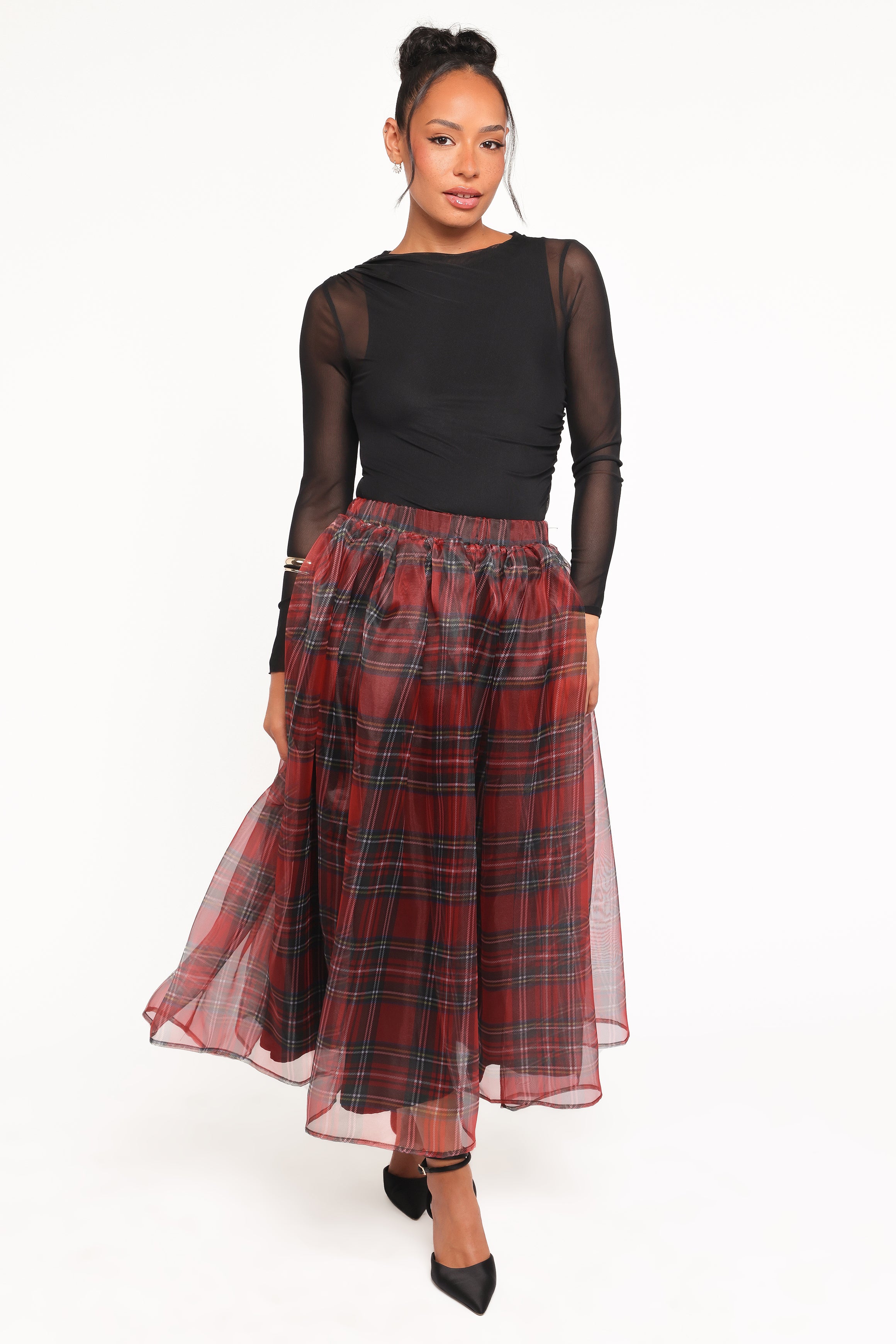 BOTTOMS Bonita Midi Skirt - Red Plaid