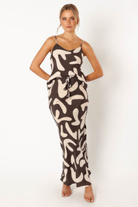 BOTTOMS @Bowie Cupro Maxi Skirt - Brown Beige