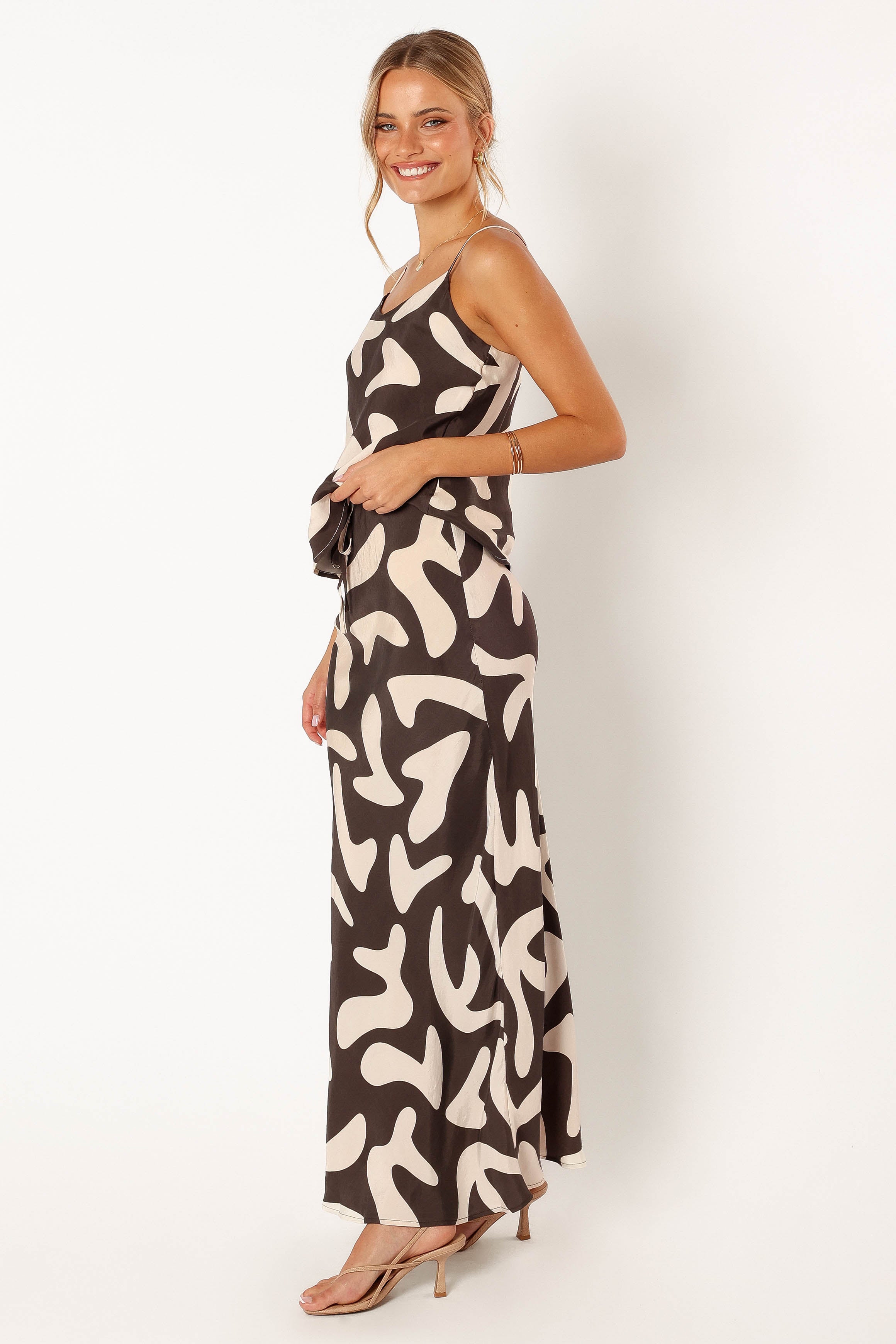 BOTTOMS @Bowie Cupro Maxi Skirt - Brown Beige