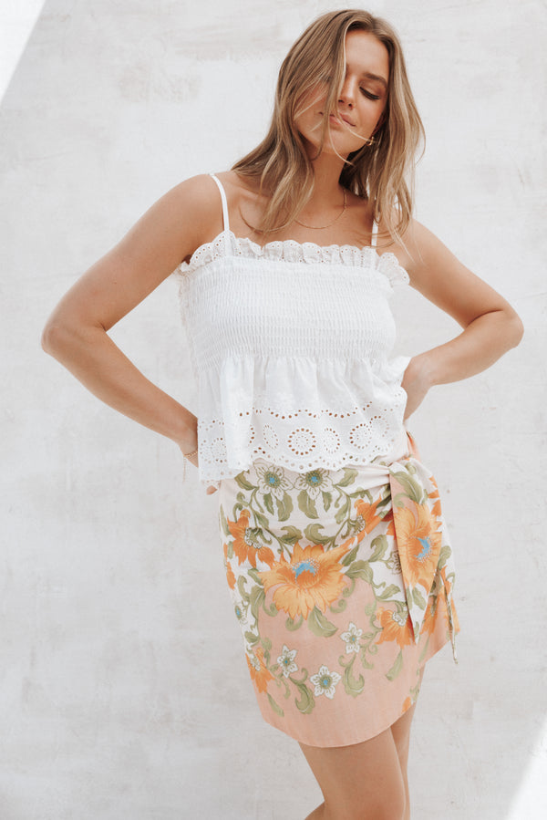 BOTTOMS Calypso Wrap Mini Skirt - Spring Floral