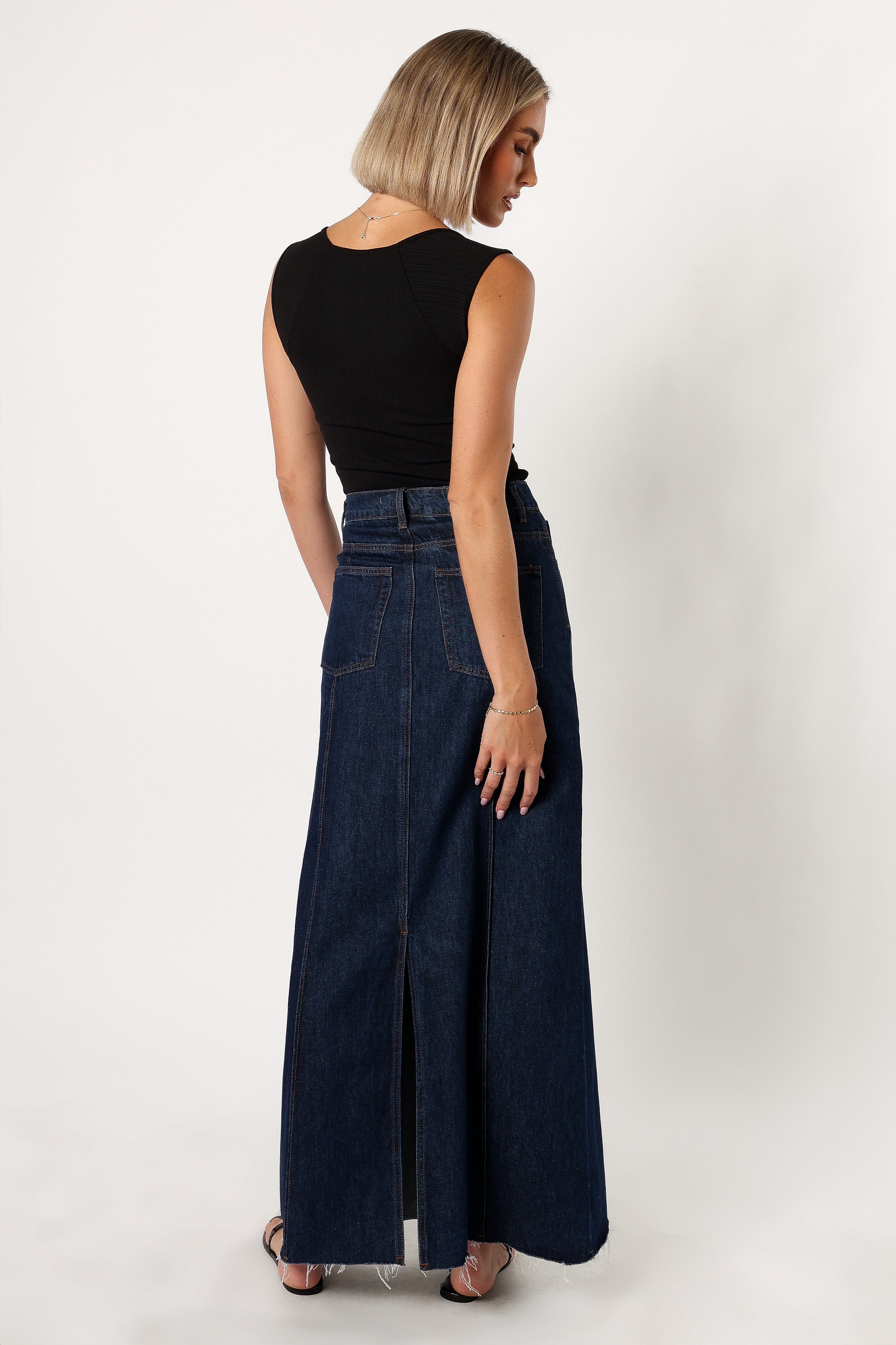BOTTOMS @Caprice Denim Maxi Skirt - Indigo
