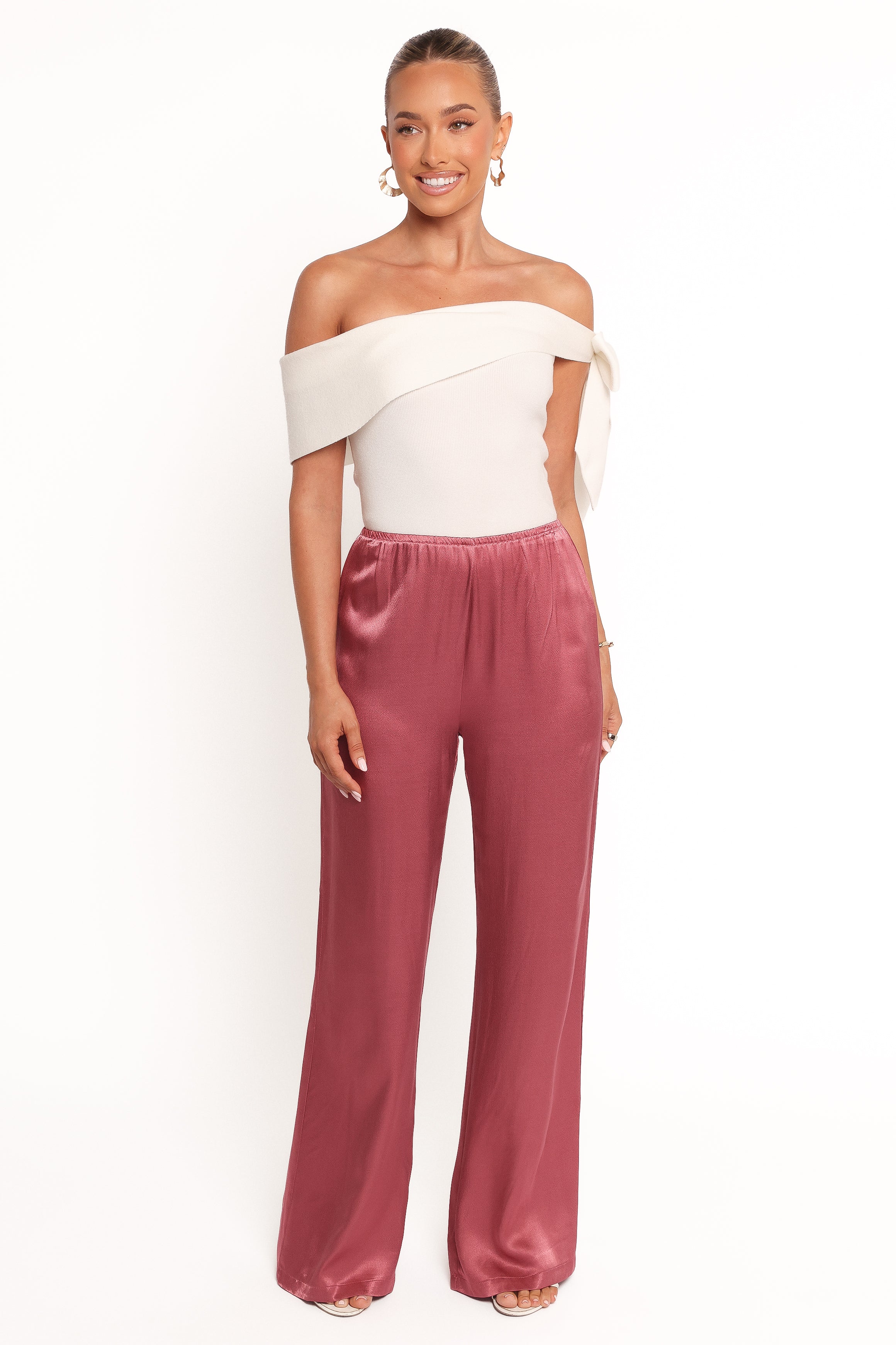 BOTTOMS Carissa Satin Pants - Dusty Rose