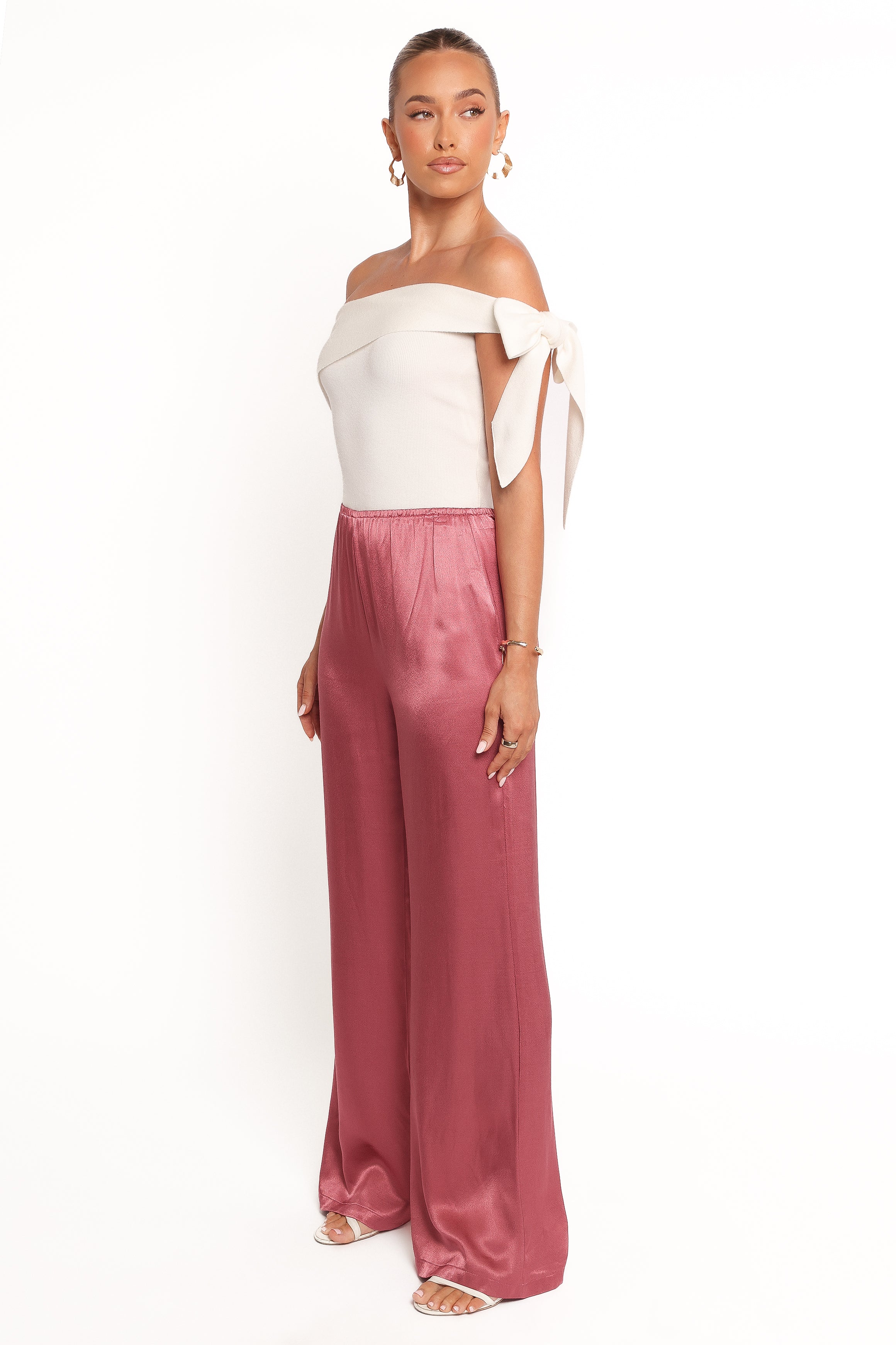 BOTTOMS Carissa Satin Pants - Dusty Rose