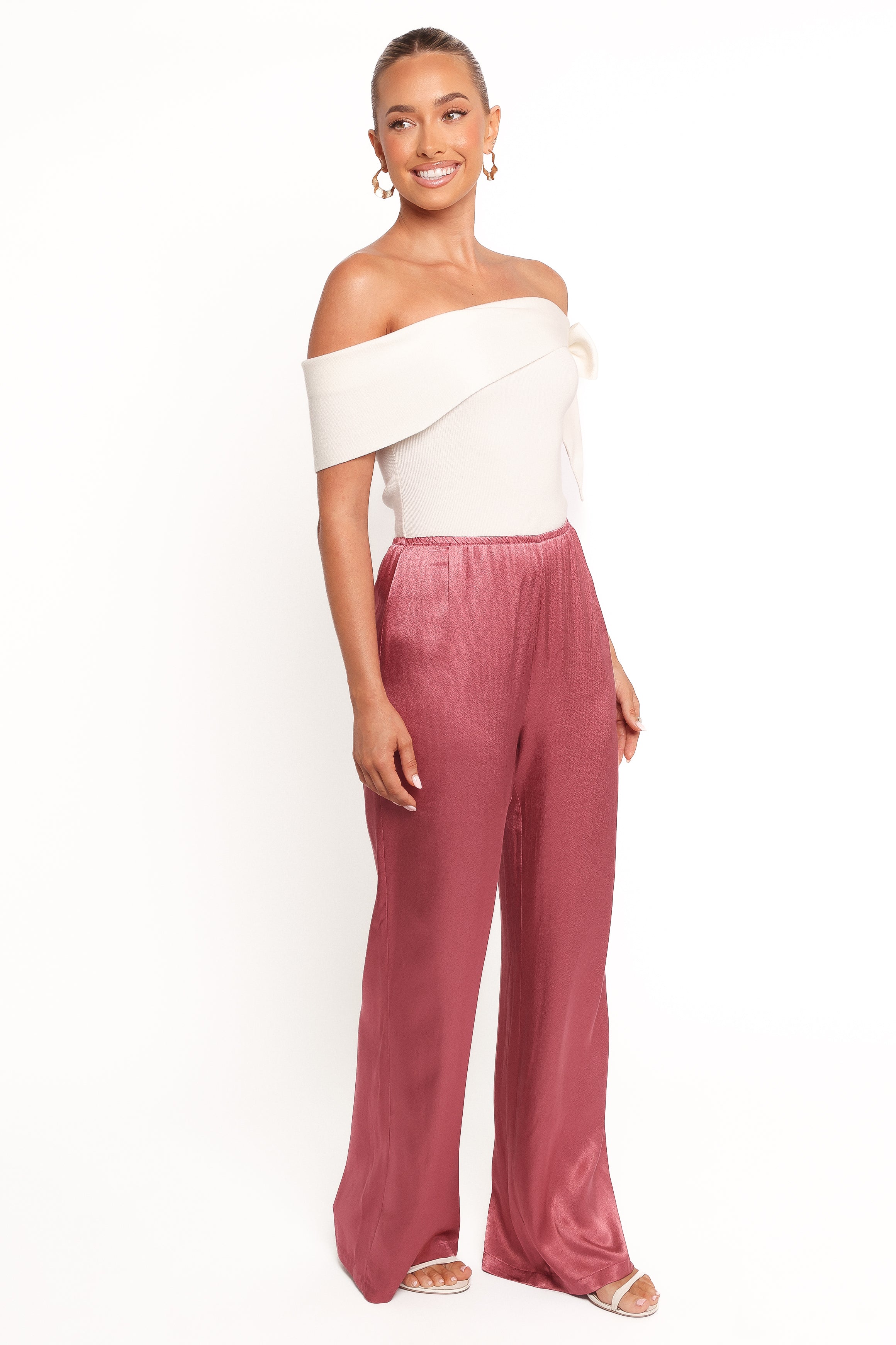 BOTTOMS Carissa Satin Pants - Dusty Rose