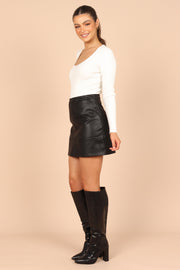 BOTTOMS Carly Faux Leather Mini Skirt - Black