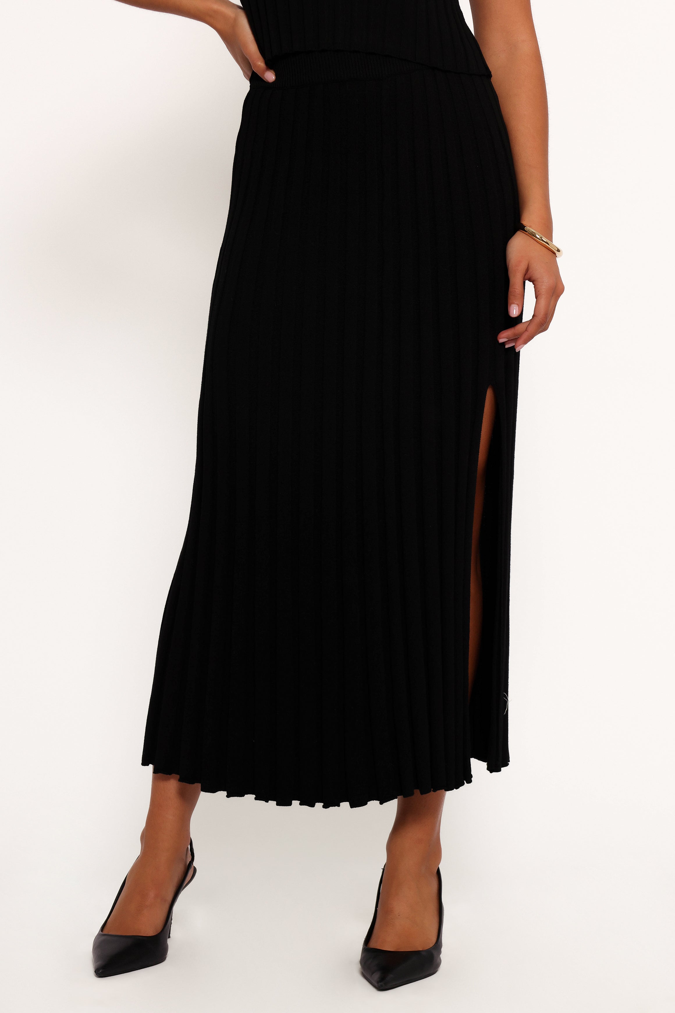 BOTTOMS Carson Knit Midi Skirt - Black