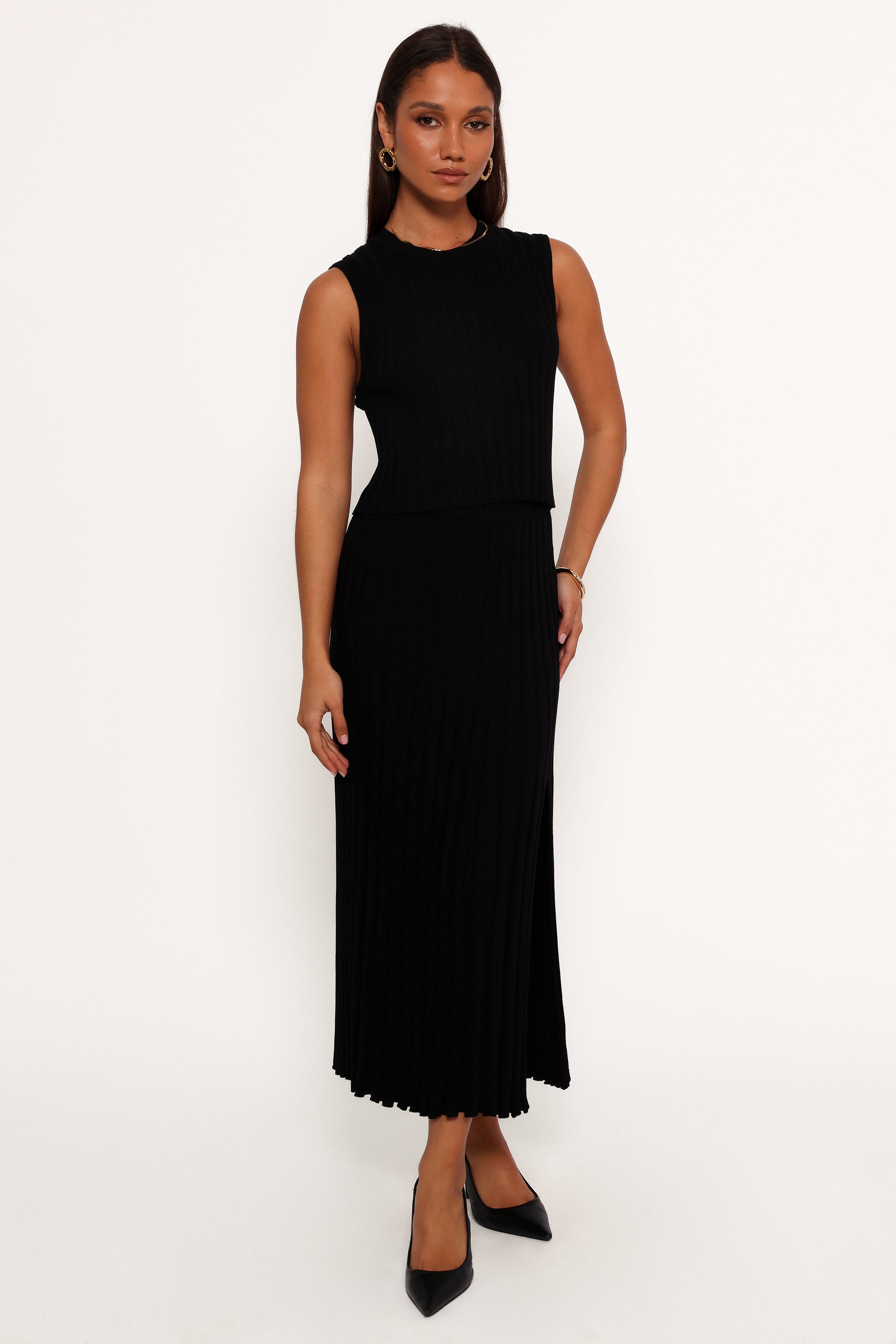 BOTTOMS Carson Knit Midi Skirt - Black