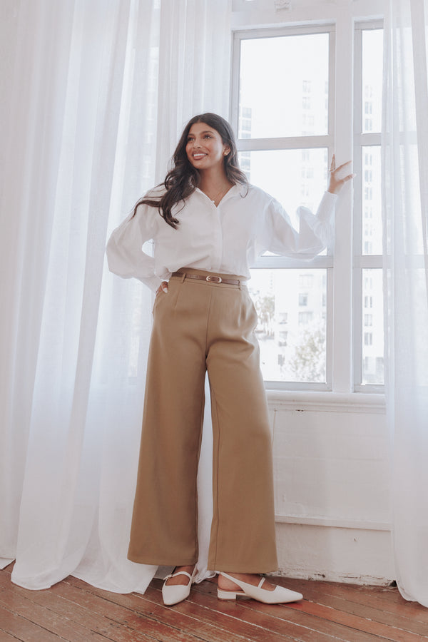 BOTTOMS Ceres Belted Wide Leg Pant - Olive