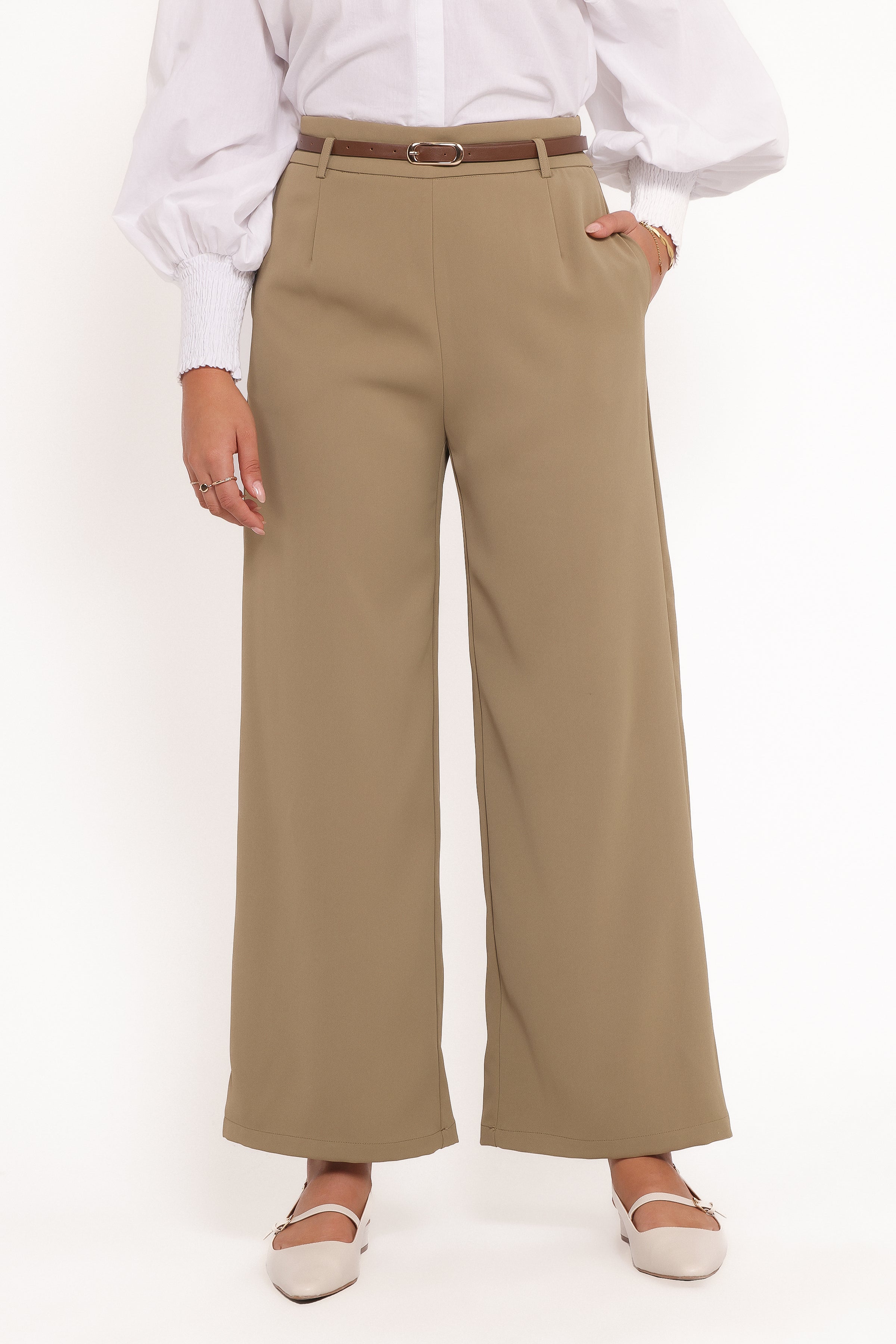 BOTTOMS Ceres Belted Wide Leg Pant - Olive