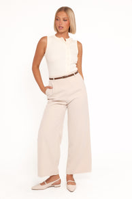BOTTOMS Ceres Belted Wide Leg Pant - Stone