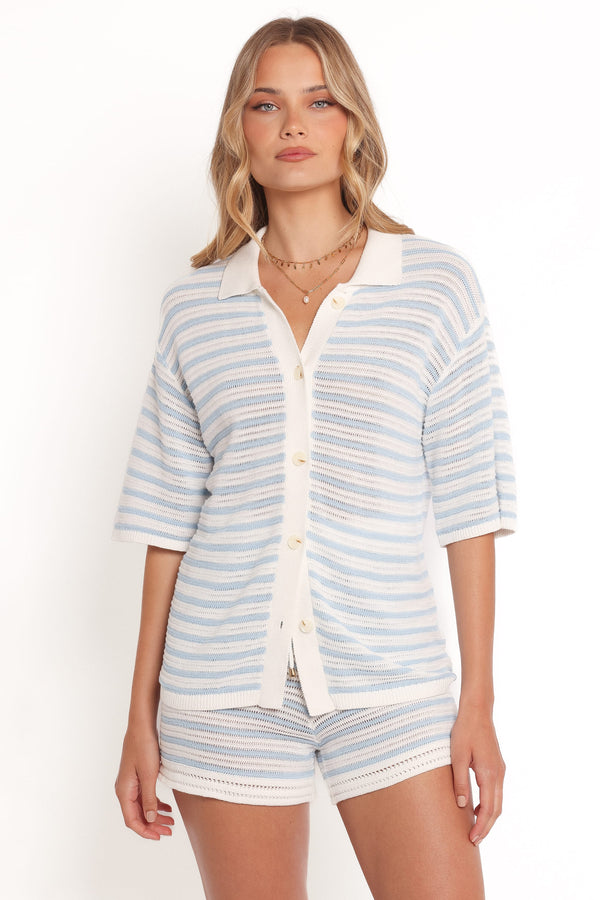 BOTTOMS Cherie Knit Short - Cream Sky Blue