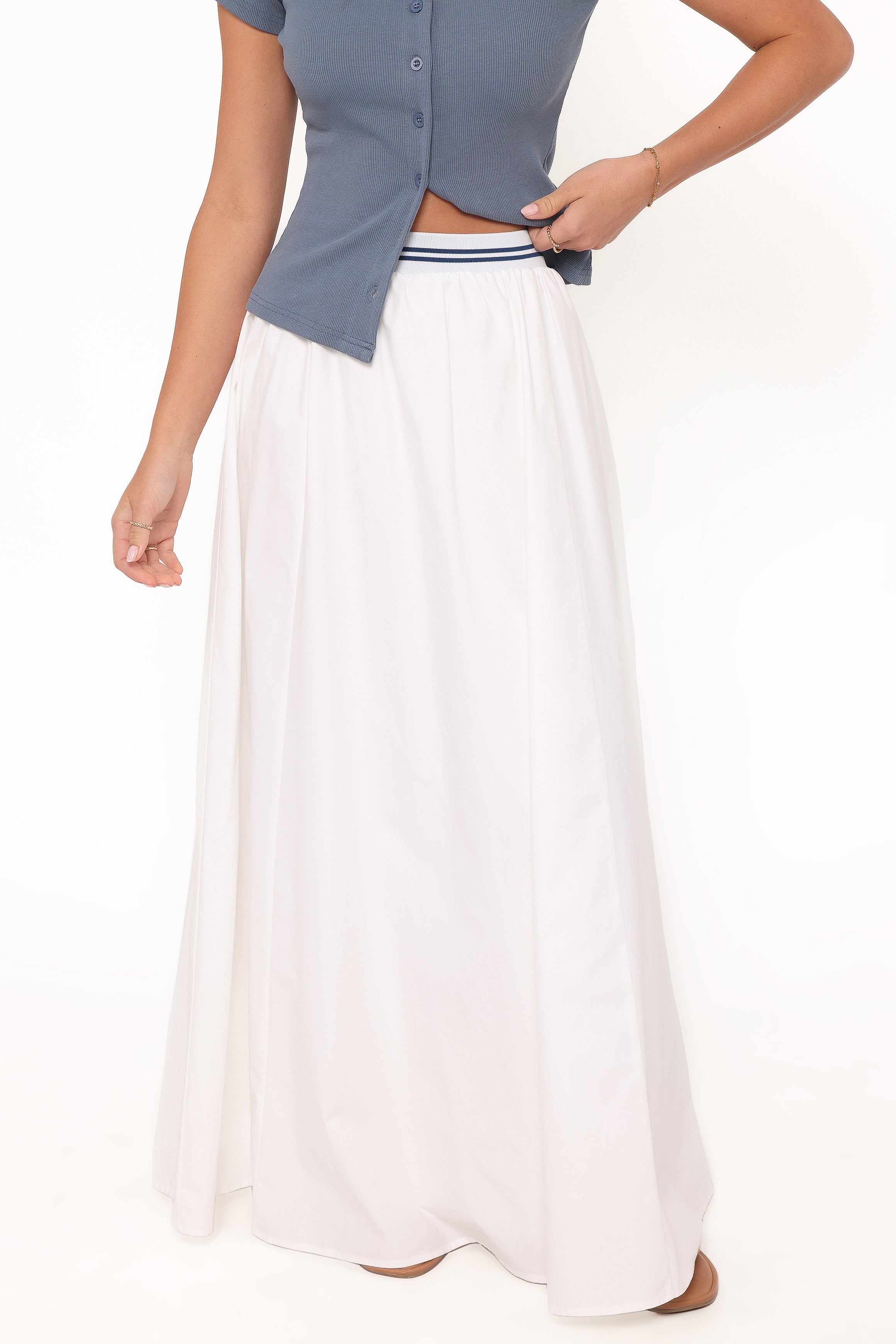 BOTTOMS Christine Maxi Skirt - White