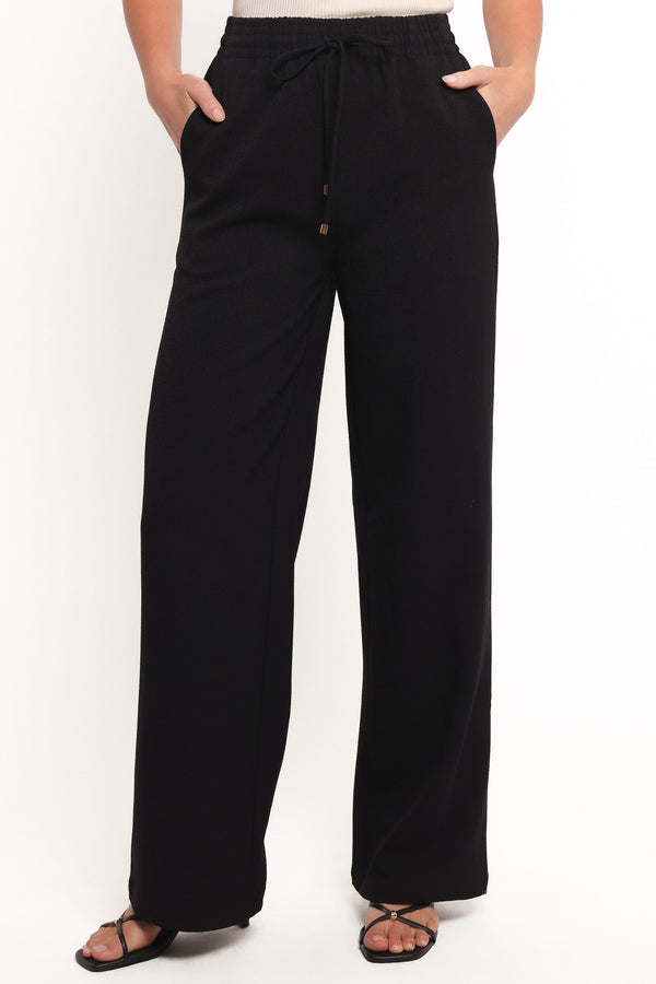 BOTTOMS Cinch Wide Leg Crepe Pant - Black