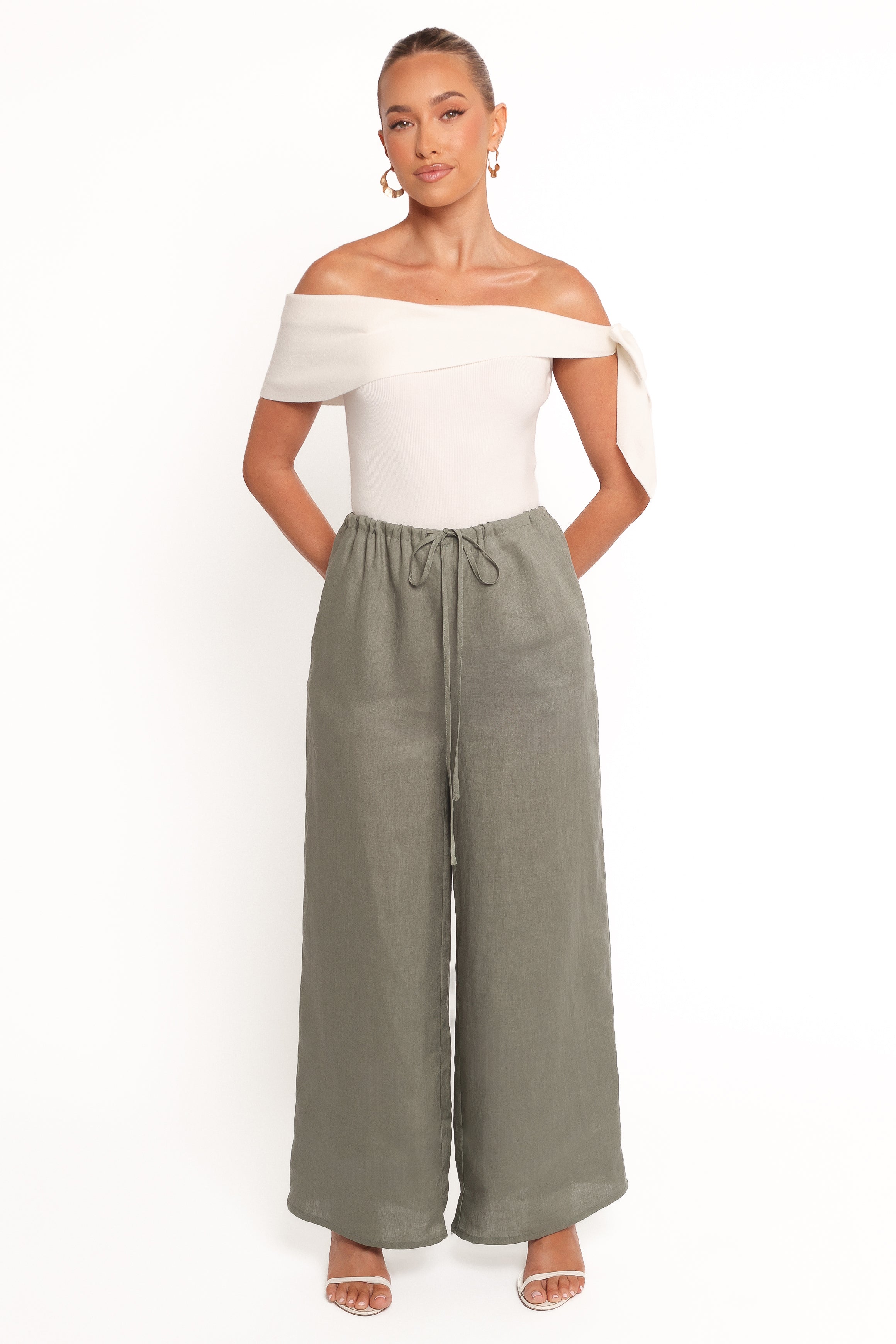 BOTTOMS Clairo Linen Pant - Olive