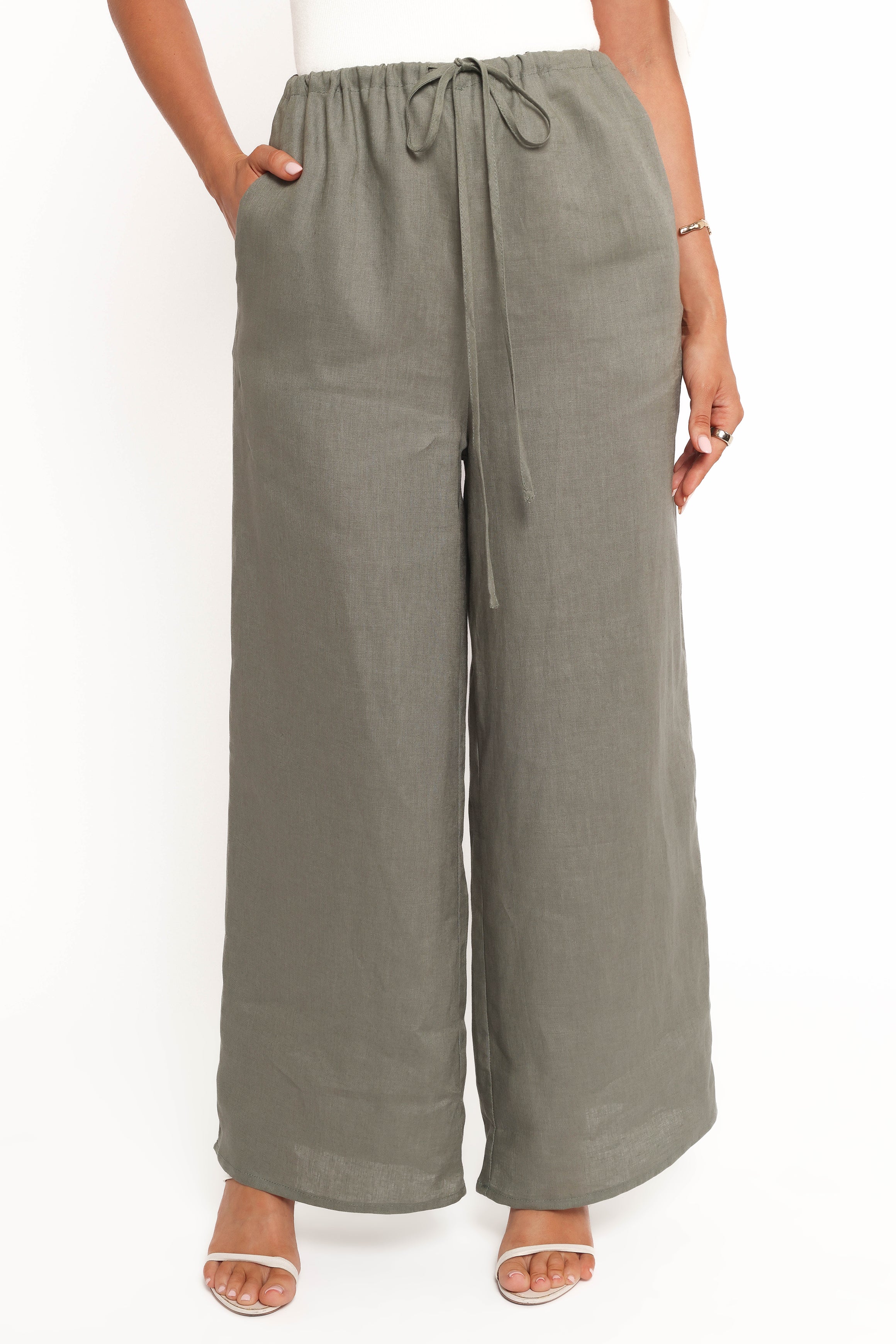 BOTTOMS Clairo Linen Pant - Olive