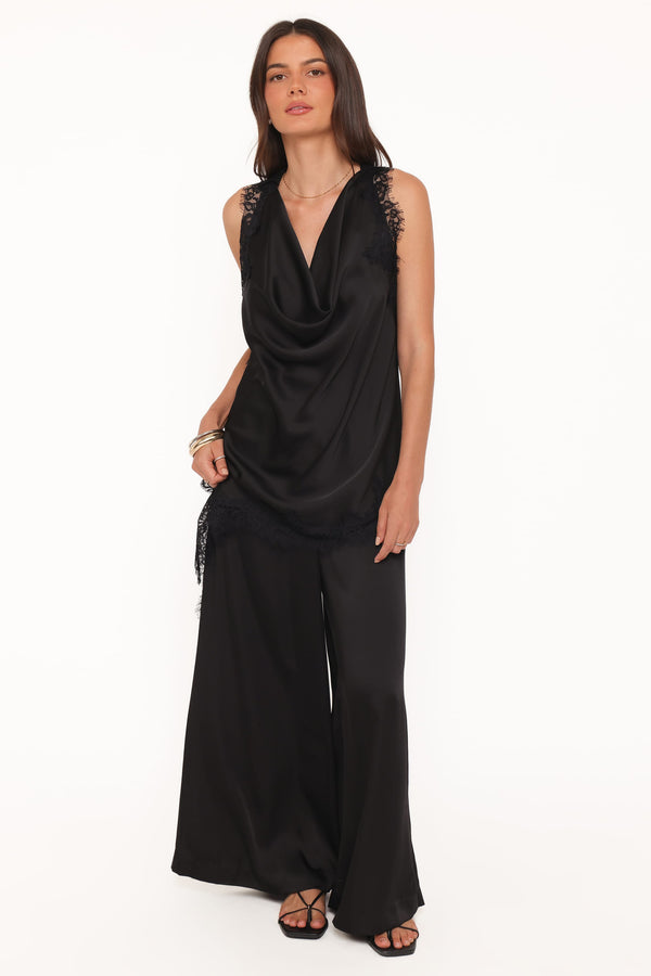BOTTOMS Clara Wide Leg Tailored Pant - Black