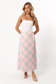 BOTTOMS @Clarissa Midi Skirt - Pink Check (Hold for Cool Beginnings)