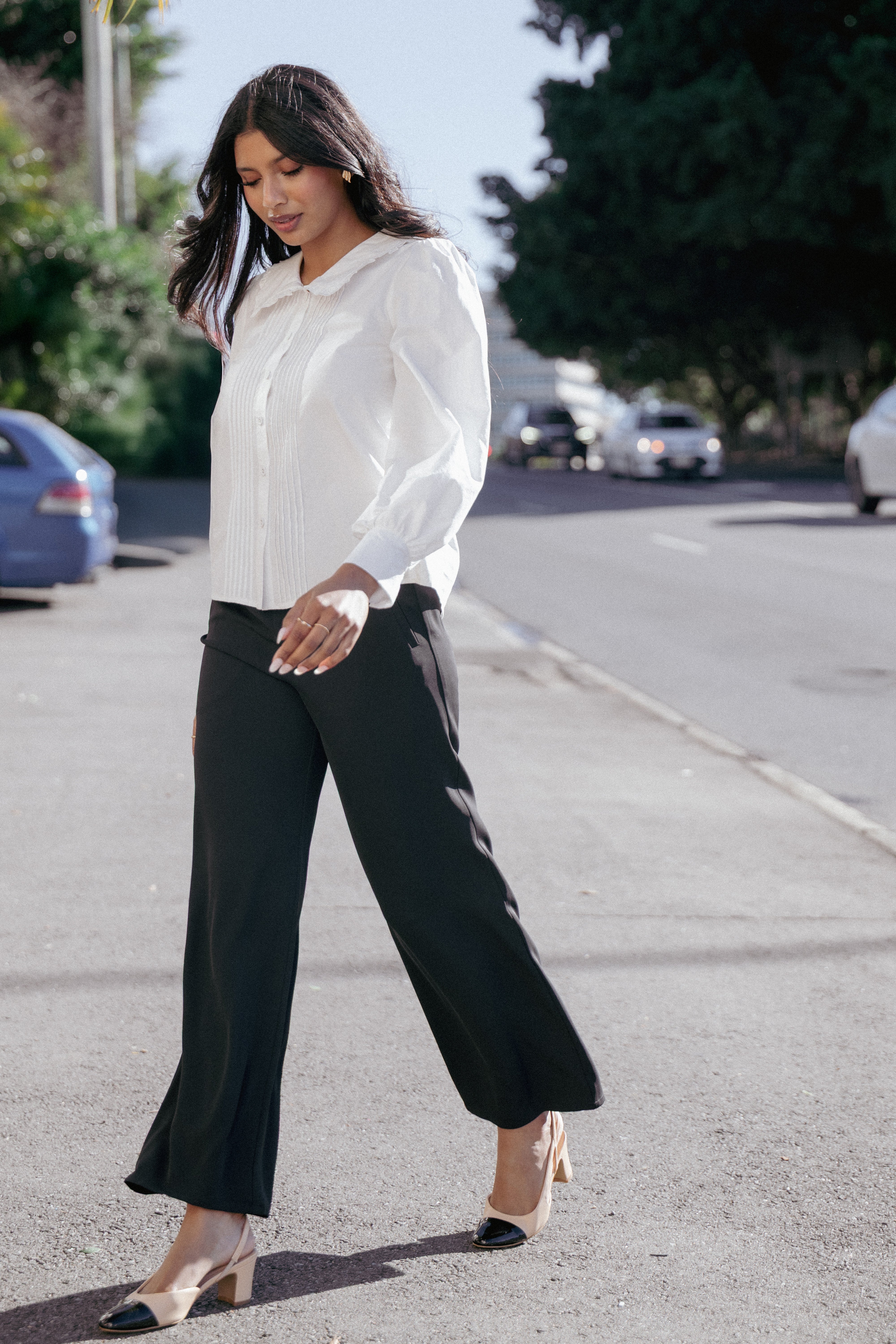 BOTTOMS Clark Crepe Wide Leg Pant - Black