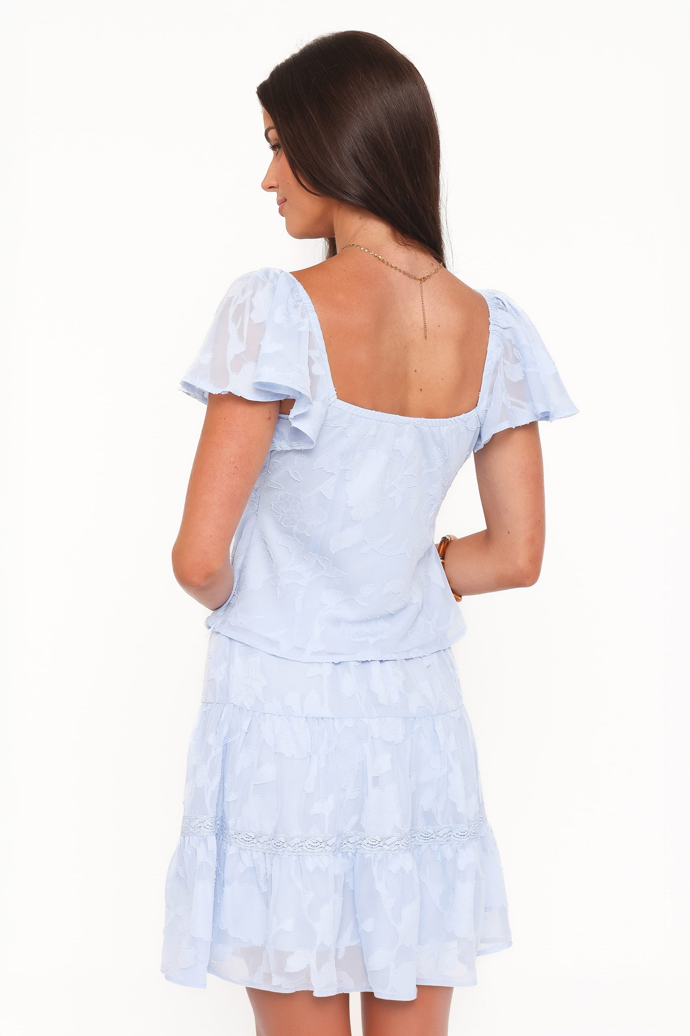 BOTTOMS Clodagh Textured Tiered Mini Skirt - Powder Blue