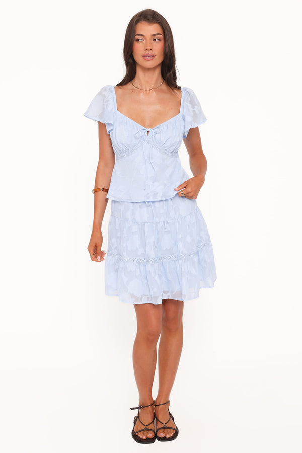 BOTTOMS Clodagh Textured Tiered Mini Skirt - Powder Blue