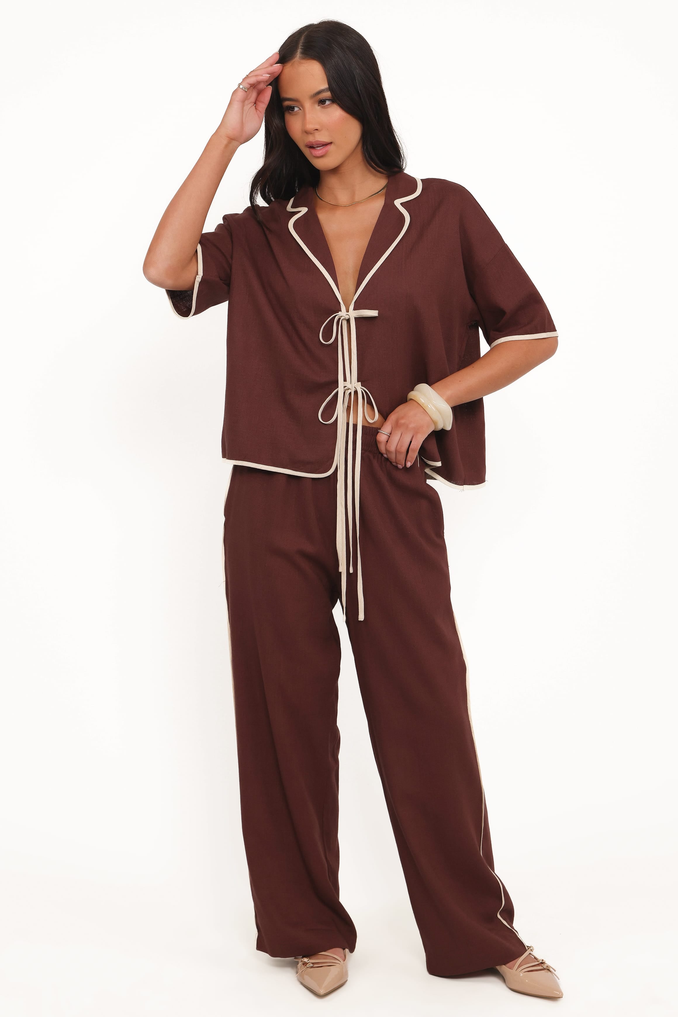 BOTTOMS Dalton Pant - Brown Cream