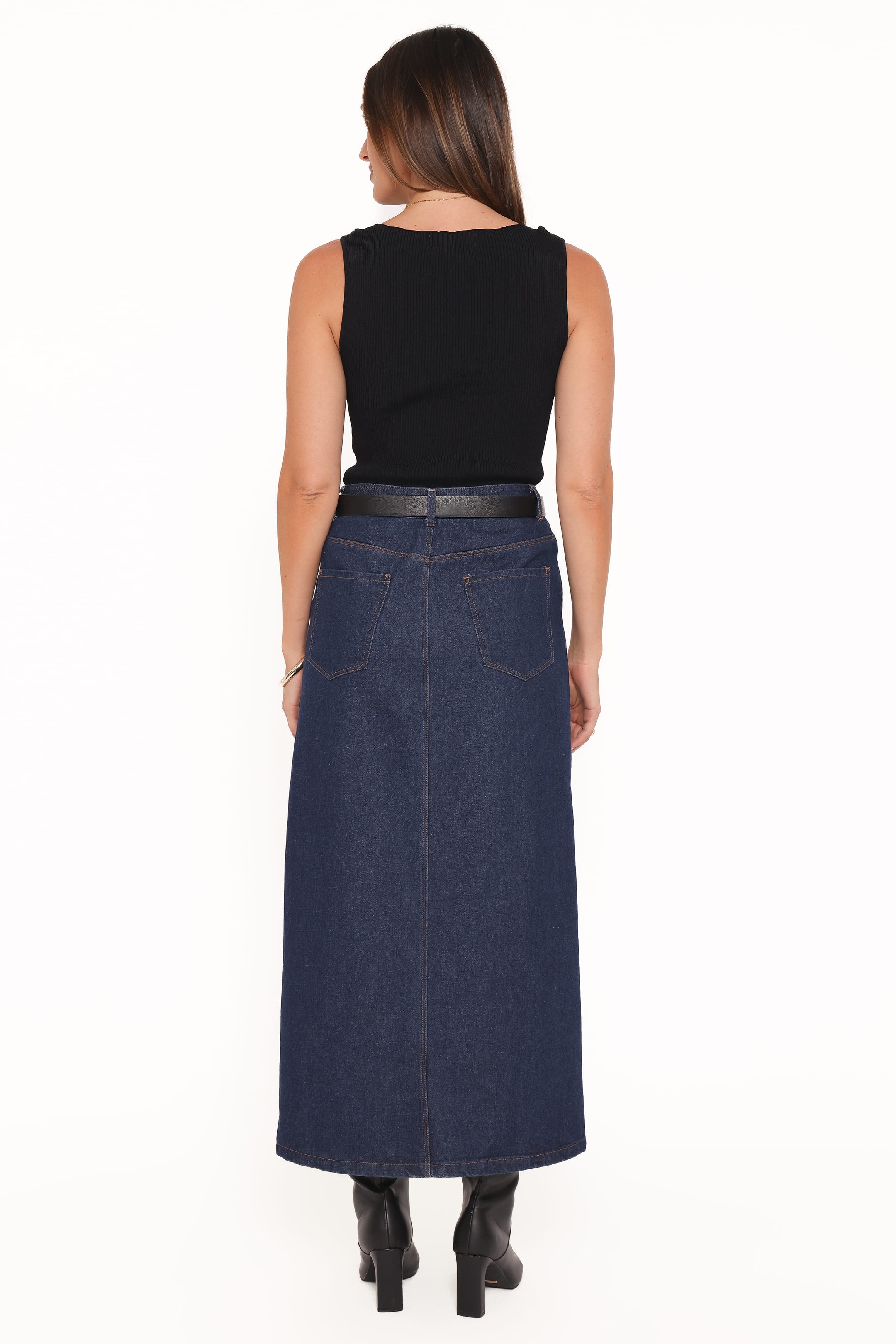 BOTTOMS Dana Denim Midi Skirt - Midnight