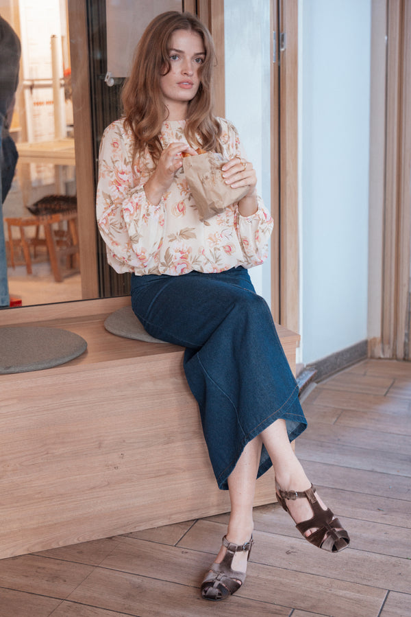BOTTOMS Dana Denim Midi Skirt - Midnight