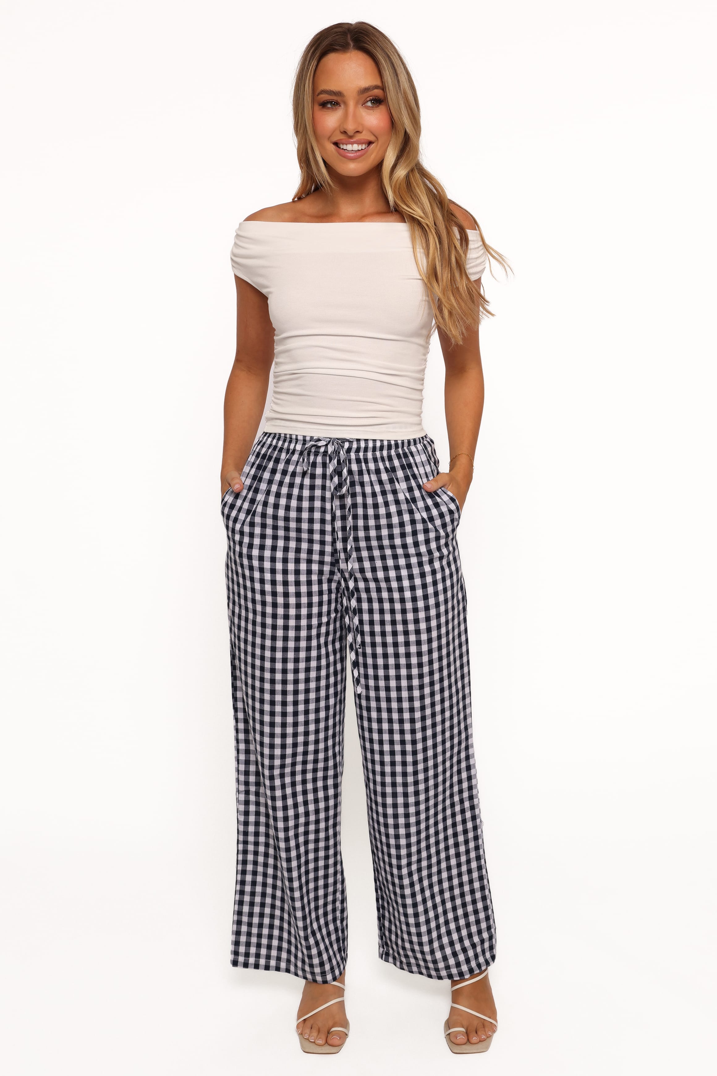 BOTTOMS Dara Pant - Navy Gingham