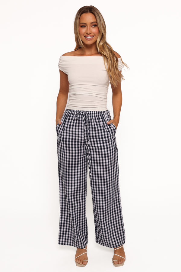 BOTTOMS Dara Pant - Navy Gingham
