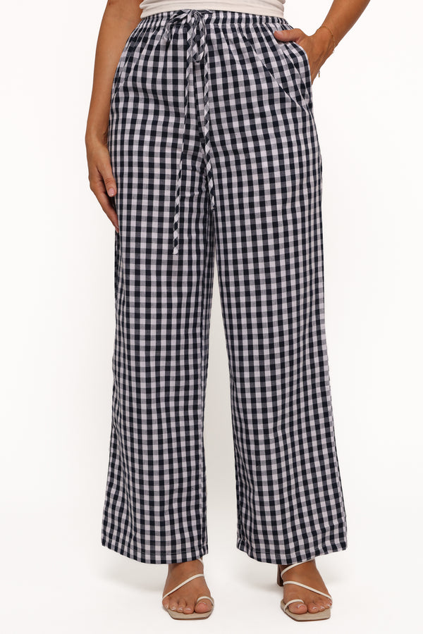 BOTTOMS Dara Pant - Navy Gingham