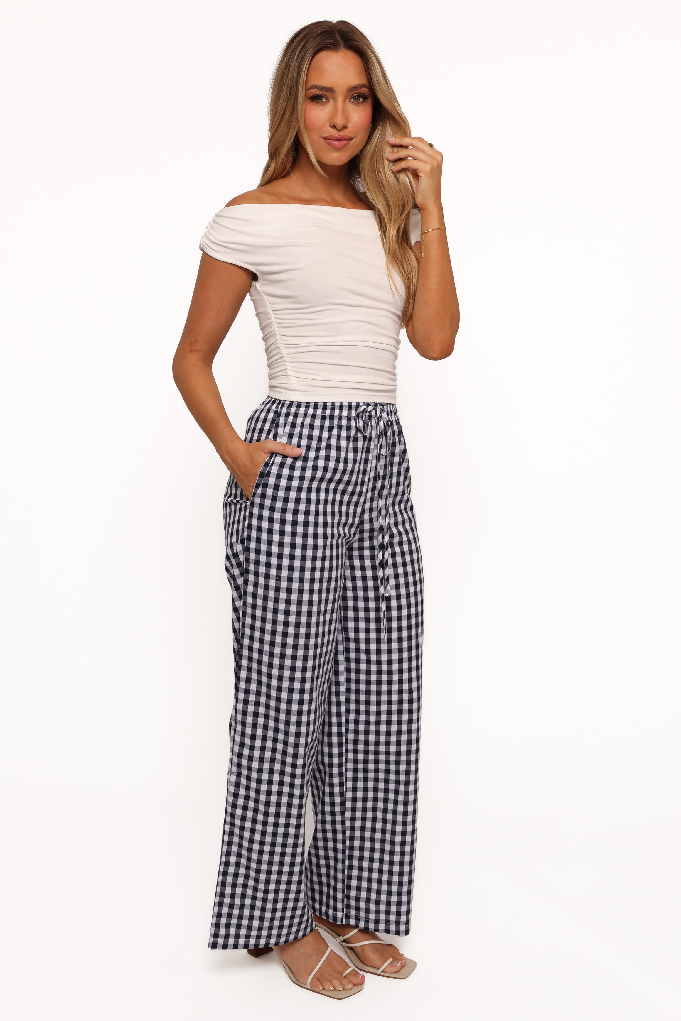 BOTTOMS Dara Pant - Navy Gingham