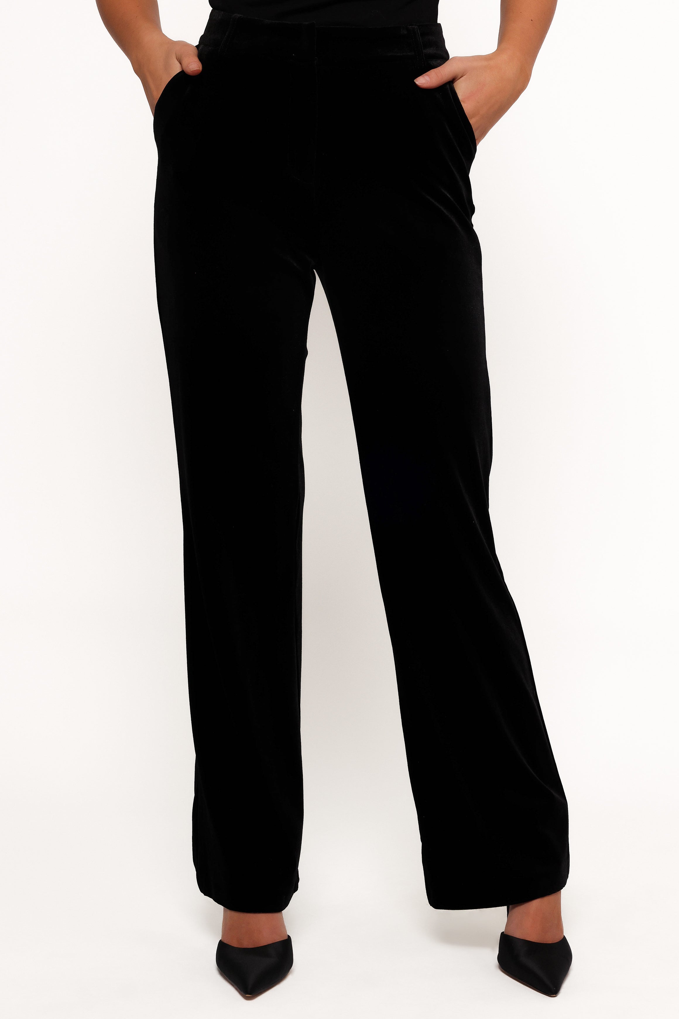 BOTTOMS Darla Velvet Wide Leg Pants - Black