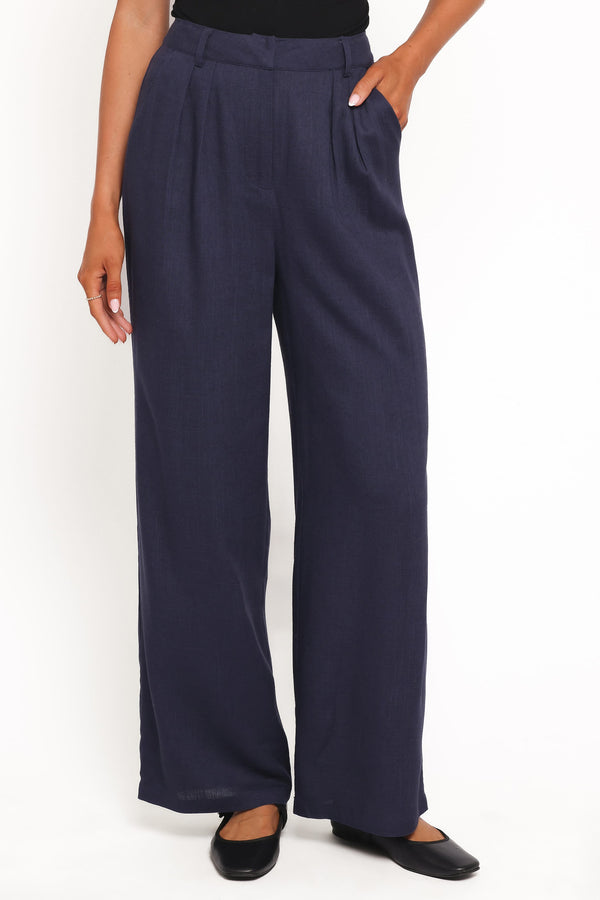 BOTTOMS Dean Linen Pants - Navy
