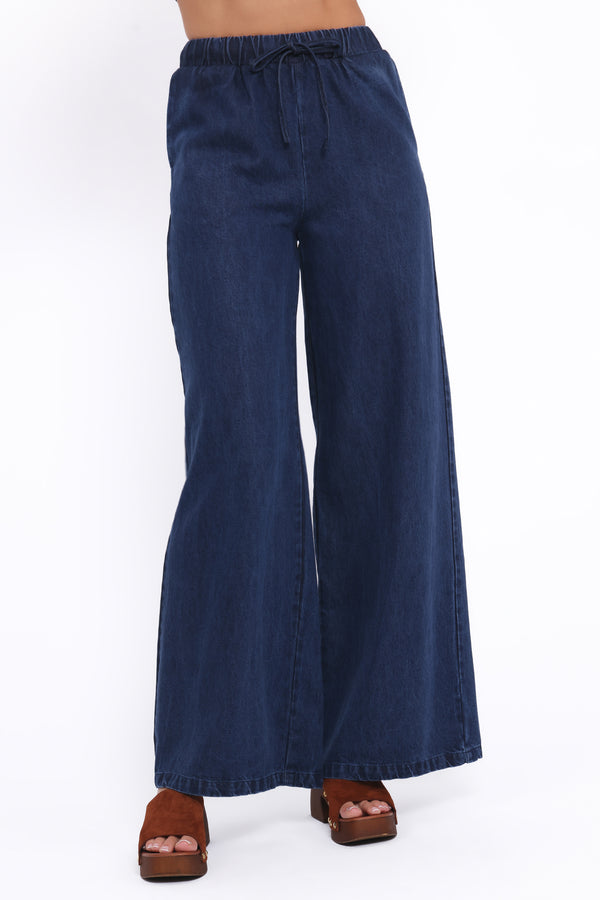 BOTTOMS Declan Chambray Pant - Mid Dark