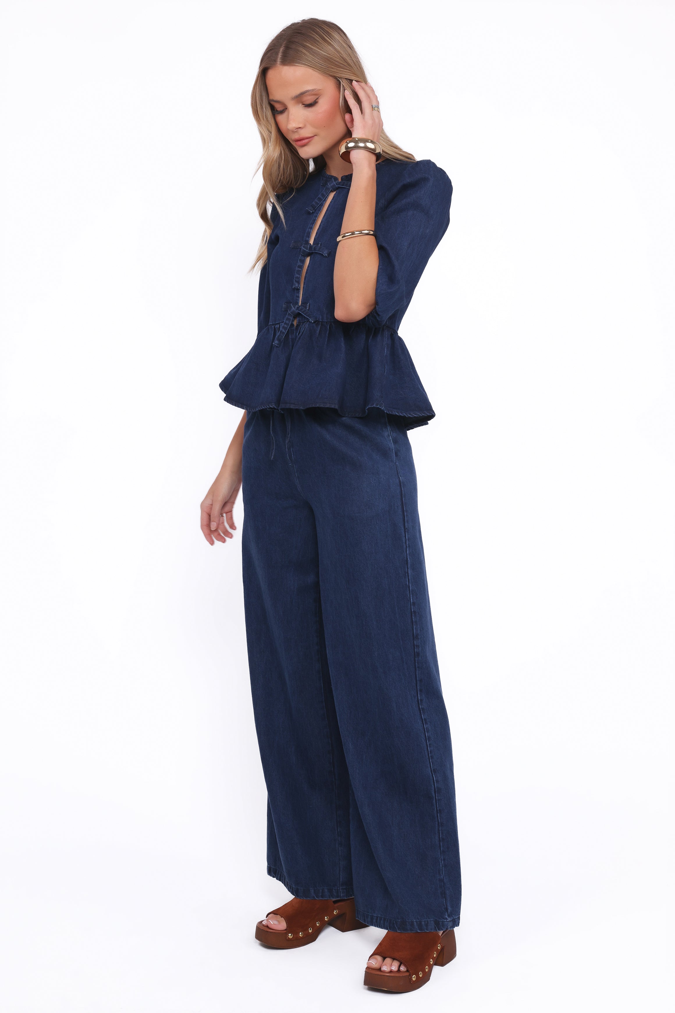 BOTTOMS Declan Chambray Pant - Mid Dark