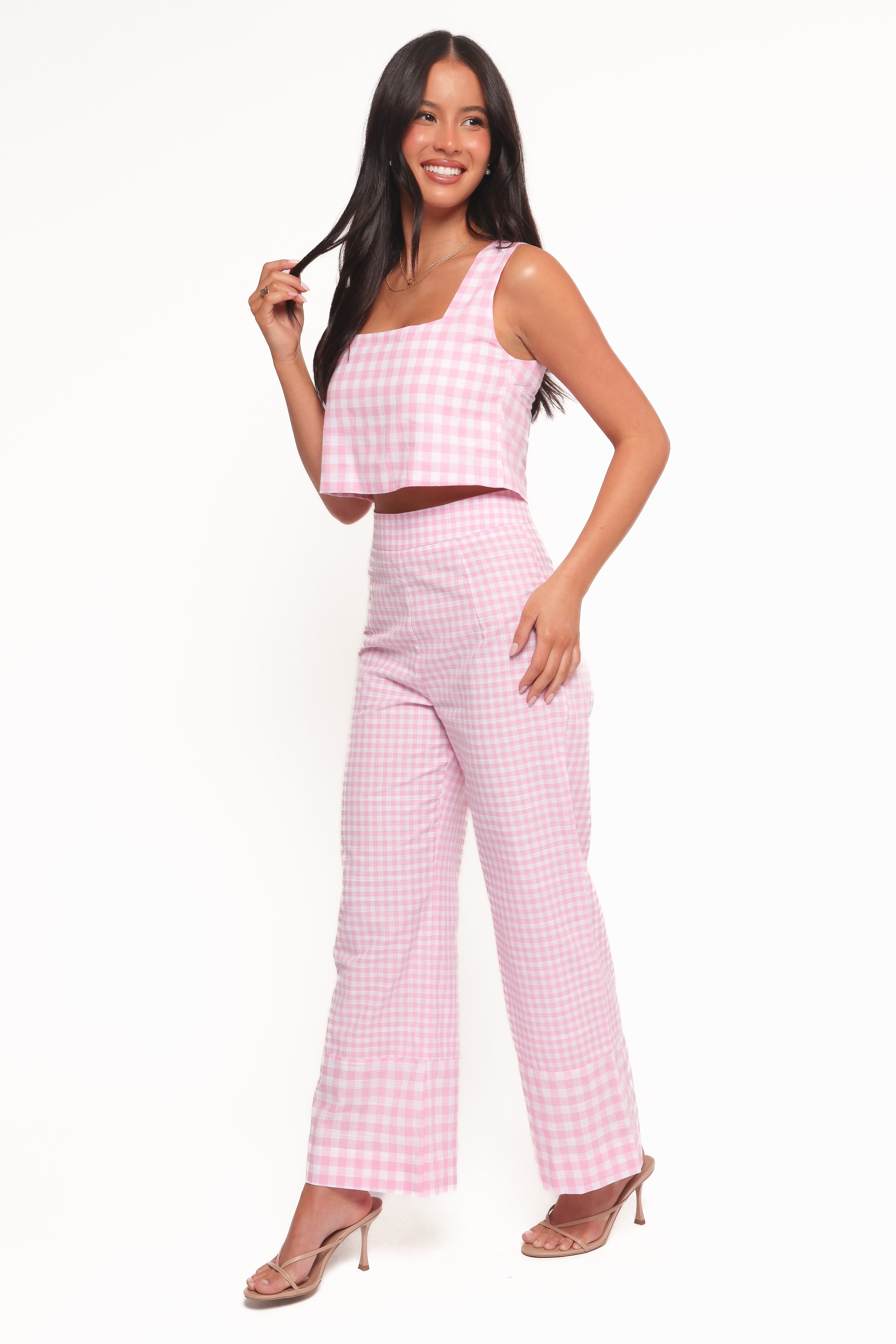 BOTTOMS Devlin Cotton Pant - Pink Gingham